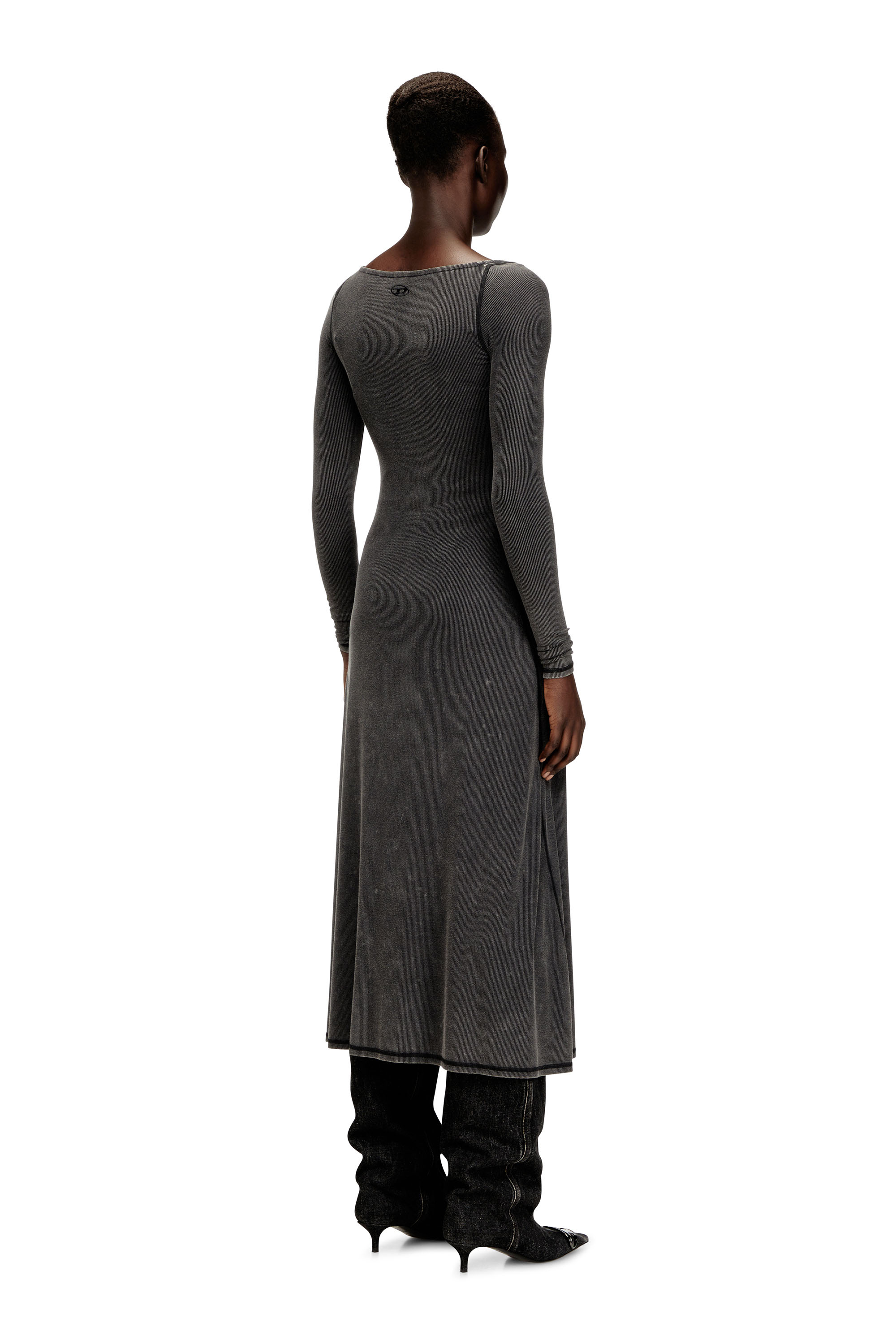 Diesel - D-LEY, Vestido midi en punto canalé desteñido Mujer in ToBeDefined - 4