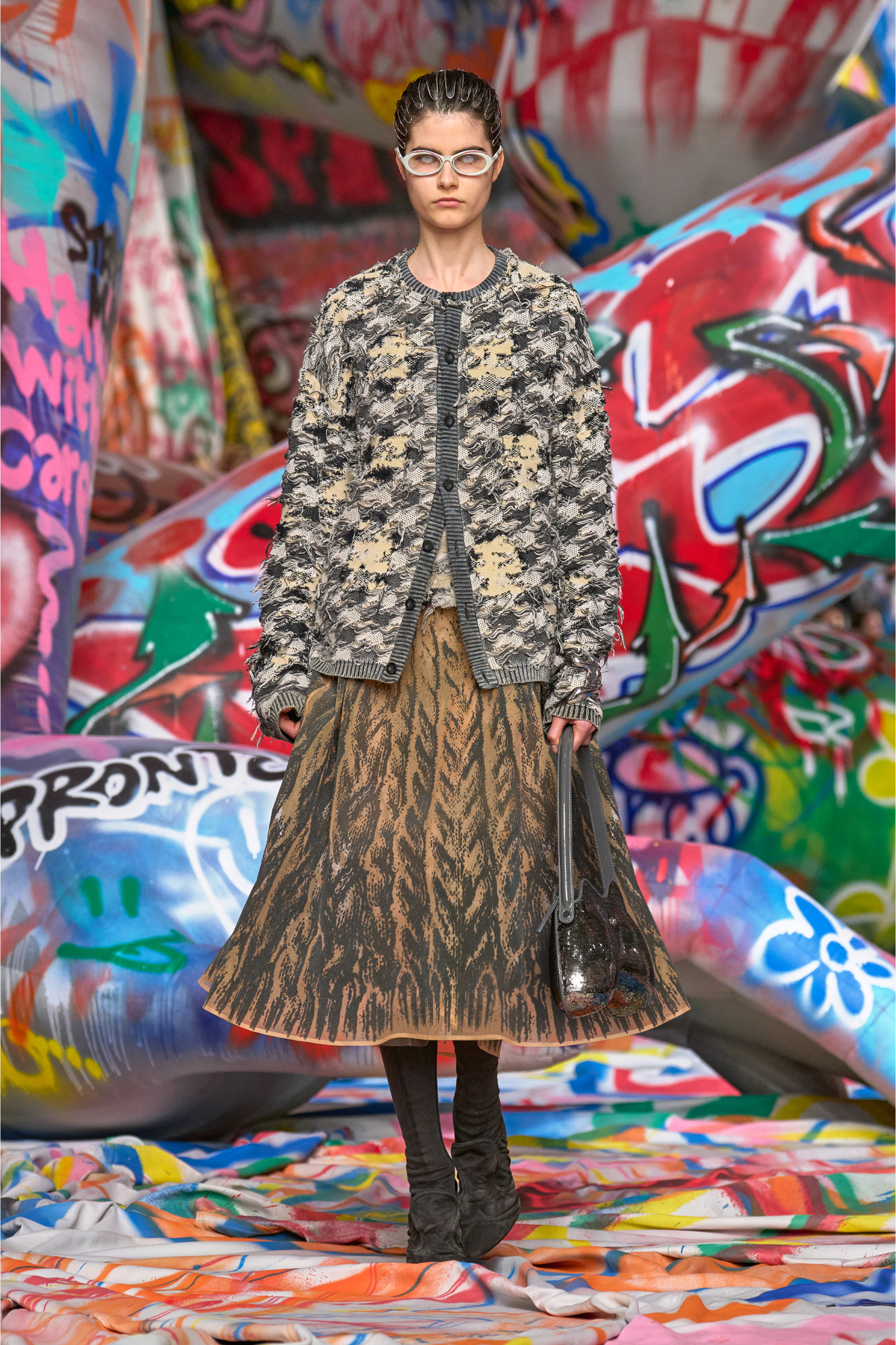 Diesel - K-VALBOR, Cárdigan en jacquard de pata de gallo devoré Hombre in Multicolor - 3