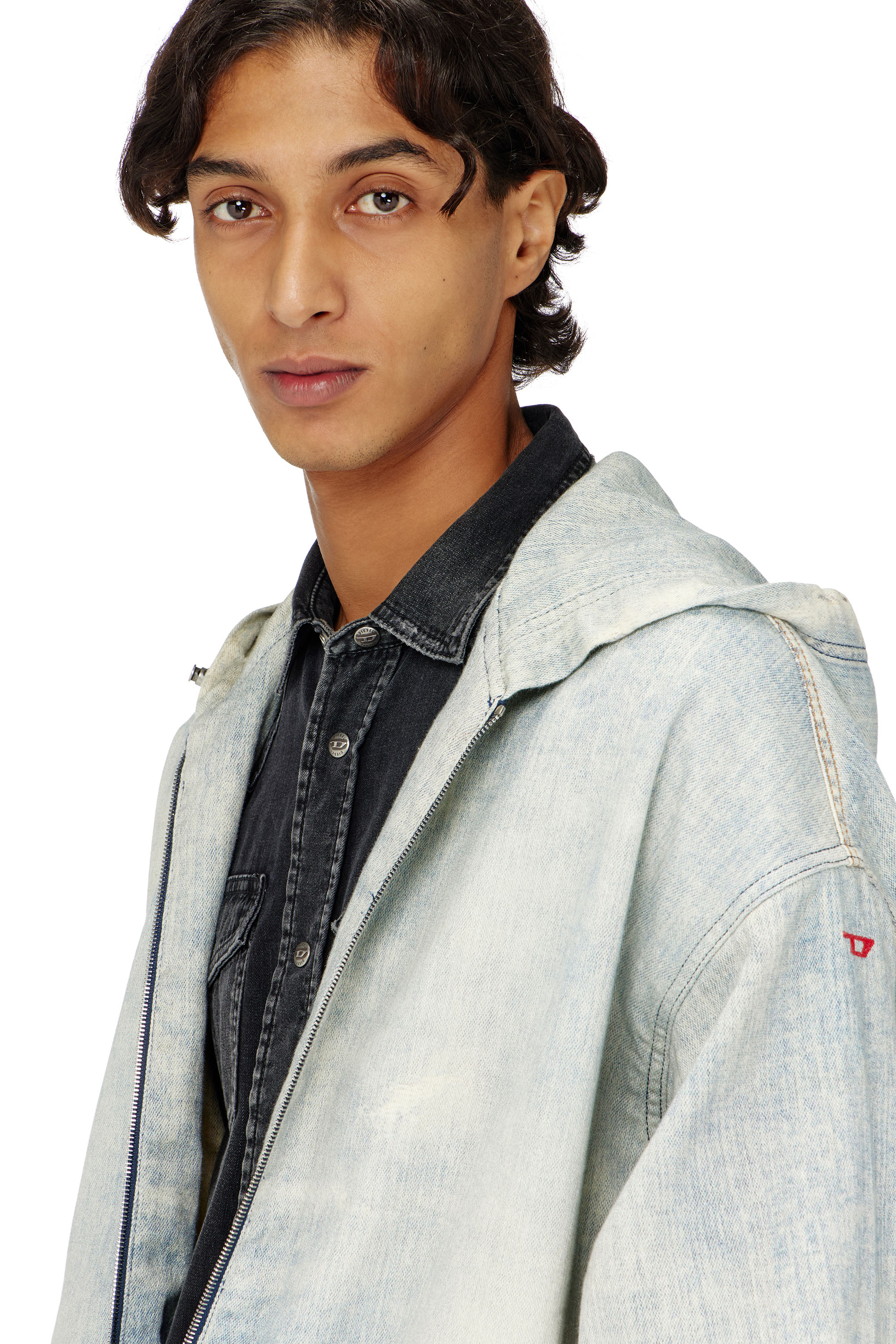Diesel - D-WYNNY JOGG, Chaqueta JoggJeans con efecto trompe l&rsquo;oeil Hombre in Azul marino - 5
