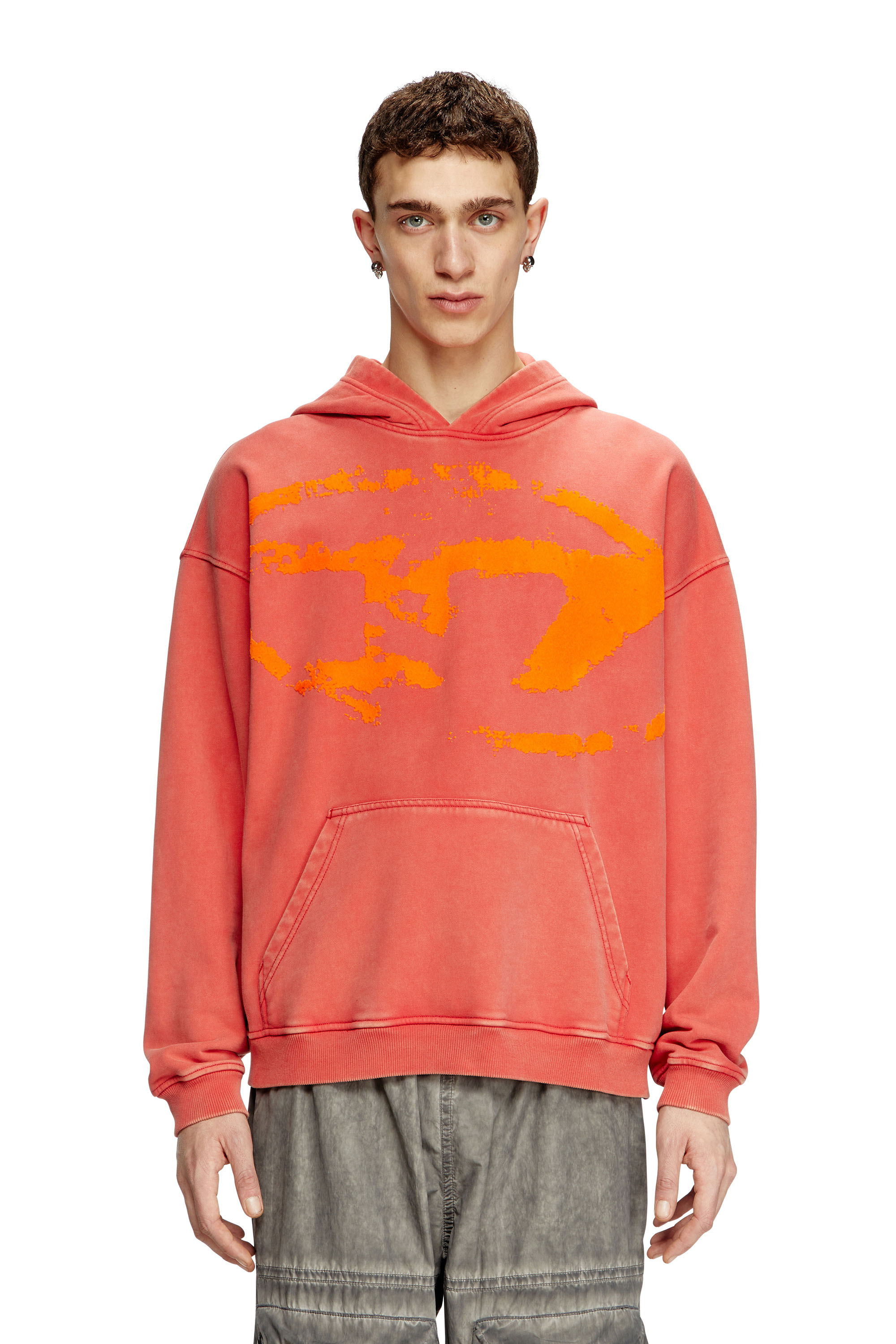 Diesel - S-BOXT-HOOD-R10, Sudadera con capucha con logotipo Oval D en relieve Hombre in Rojo - 1