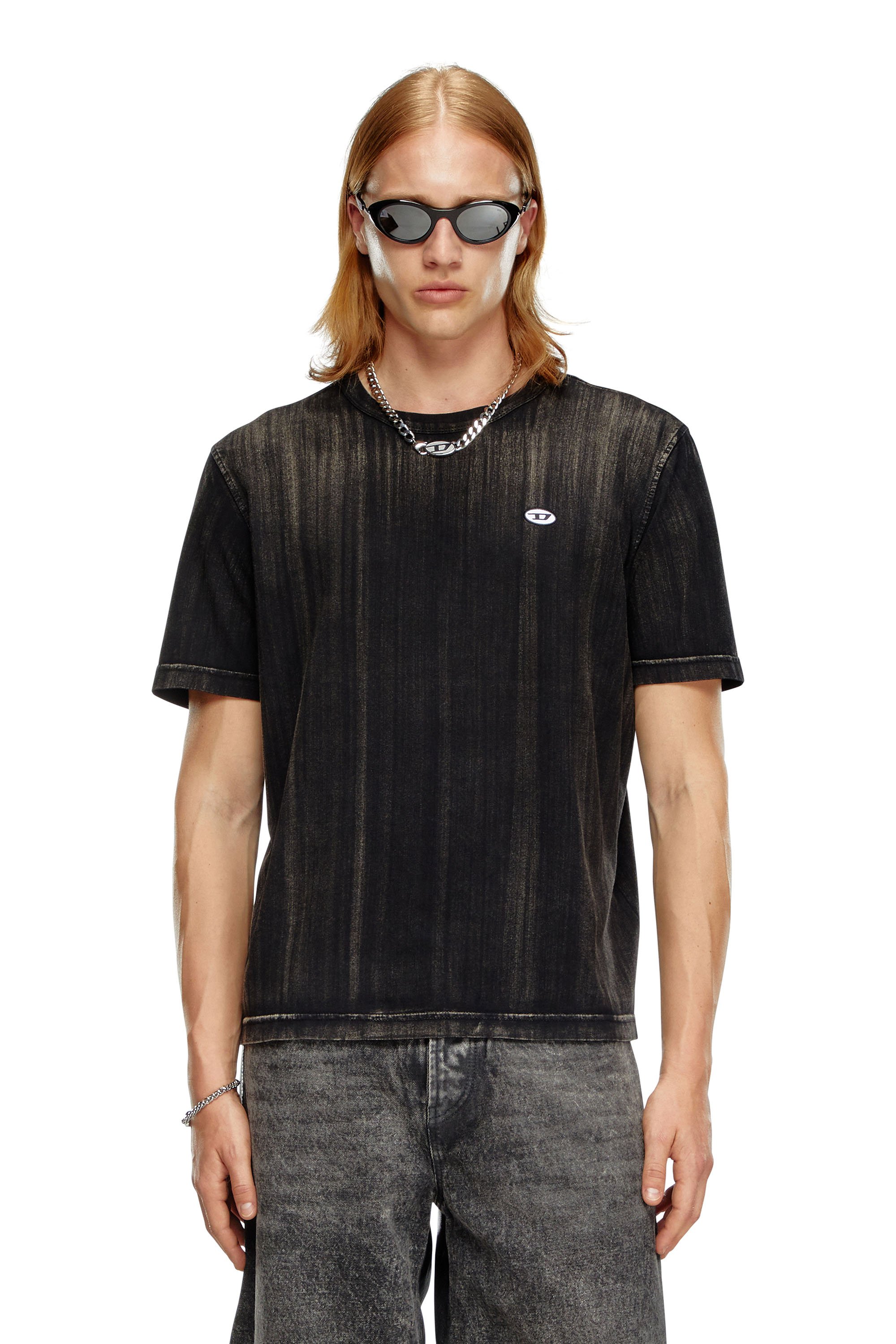 Diesel - T-ADJUST-K8, Hombre Camiseta con desteñido a pinceladas in Negro - Image 1