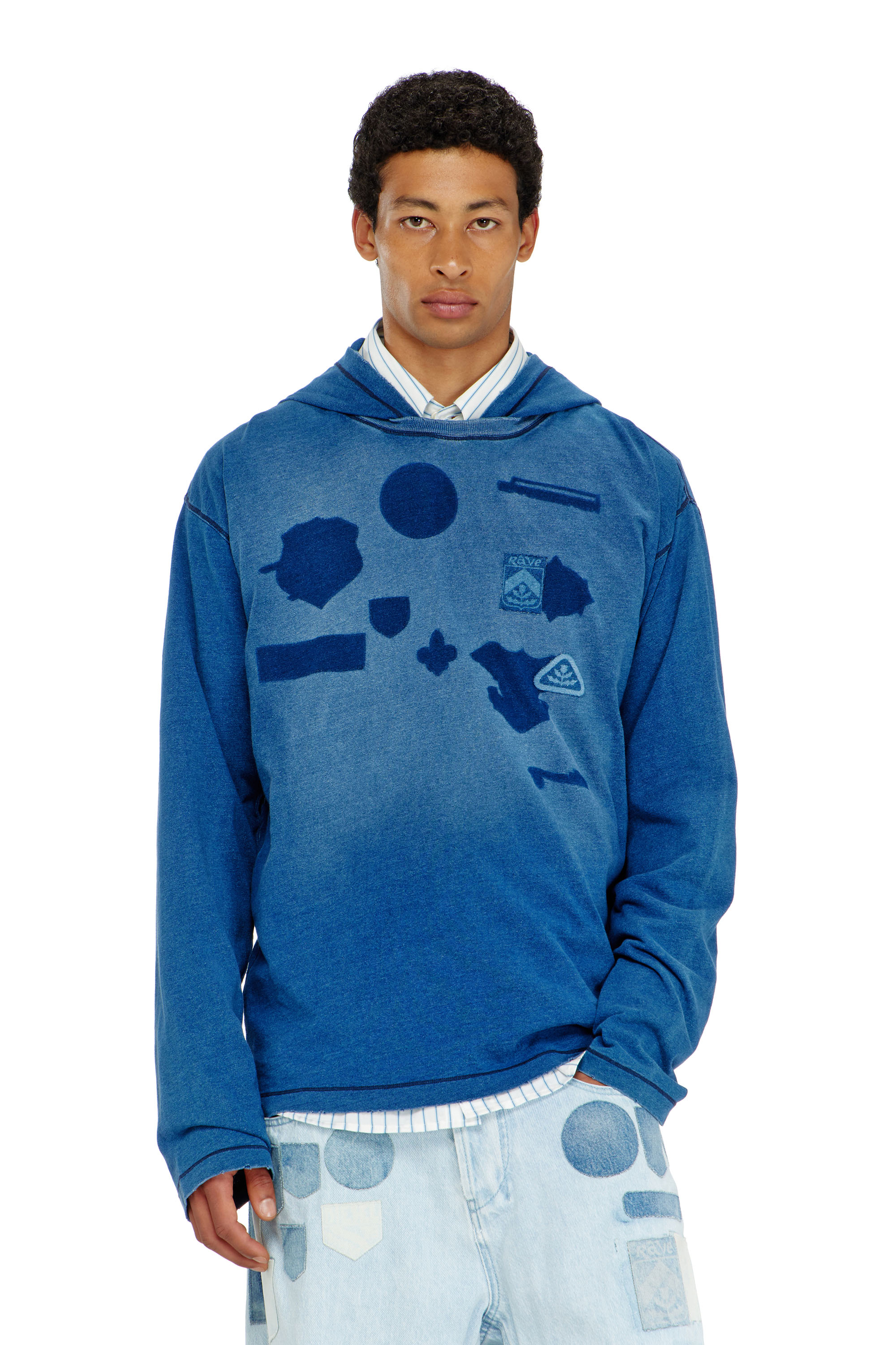 Diesel - T-NOX-LS-HOOD, Camiseta con capucha y manga larga con parches efecto sombra Hombre in ToBeDefined - 2
