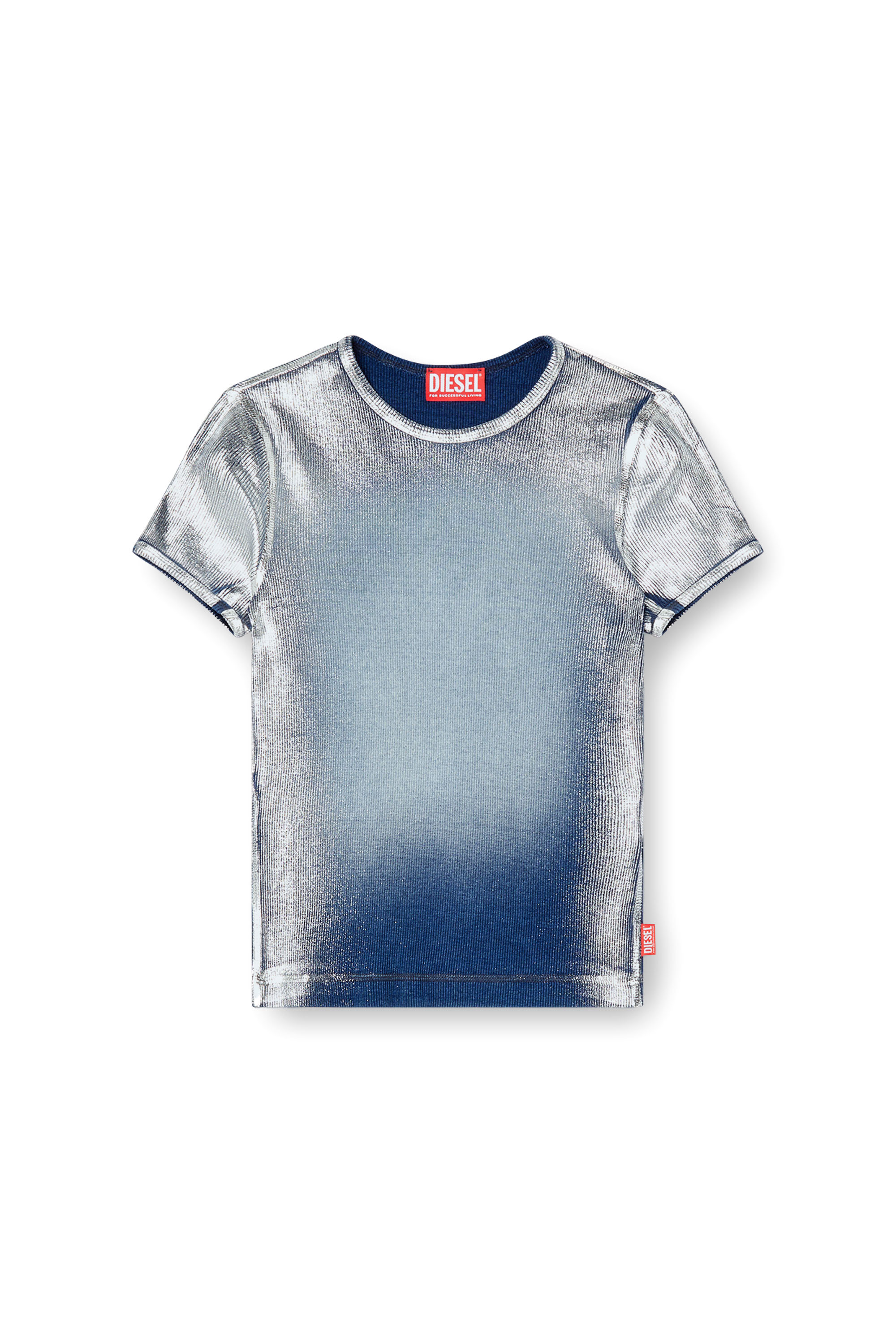 Diesel - T-ELE-LONG-Q1, Camiseta metálica desteñida Mujer in Azul marino - 3