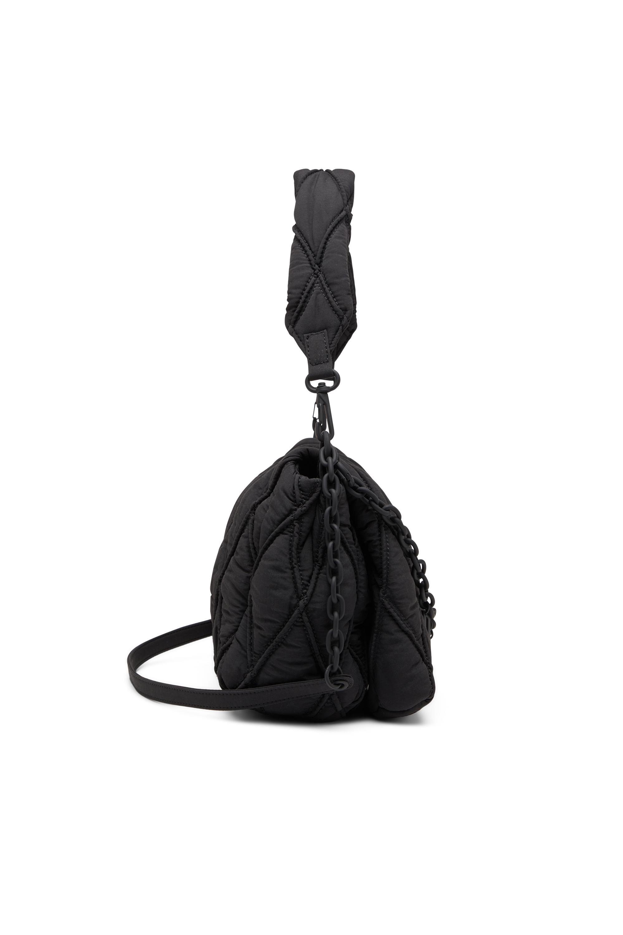 Diesel - CHARM-D SHOULDER M, Charm-D M-Bolso de hombro de nailon acolchado Mujer in Negro - 4