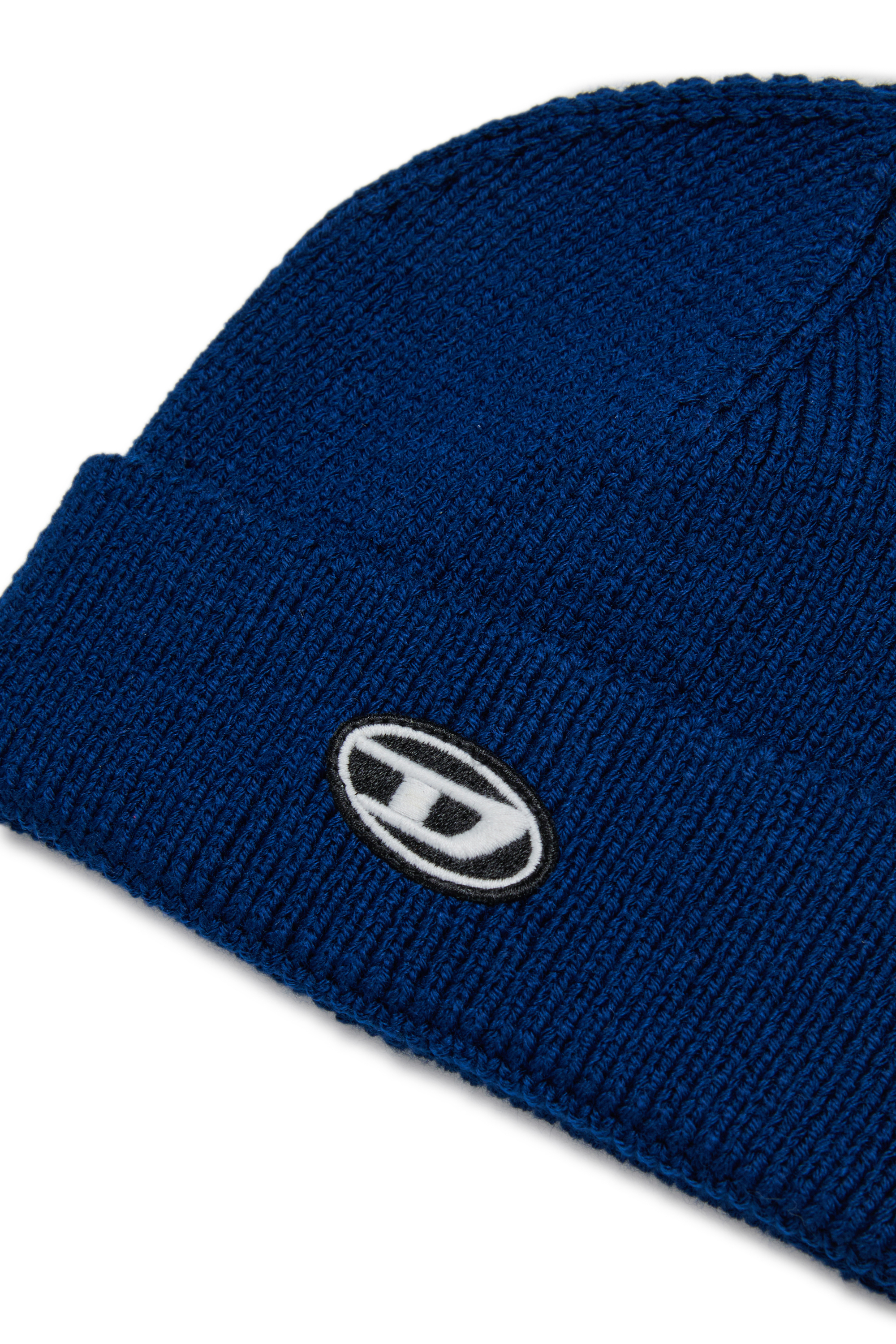 Diesel - FLYB, Gorro de mezcla de lana con vuelta Unisex in Azul marino - 3