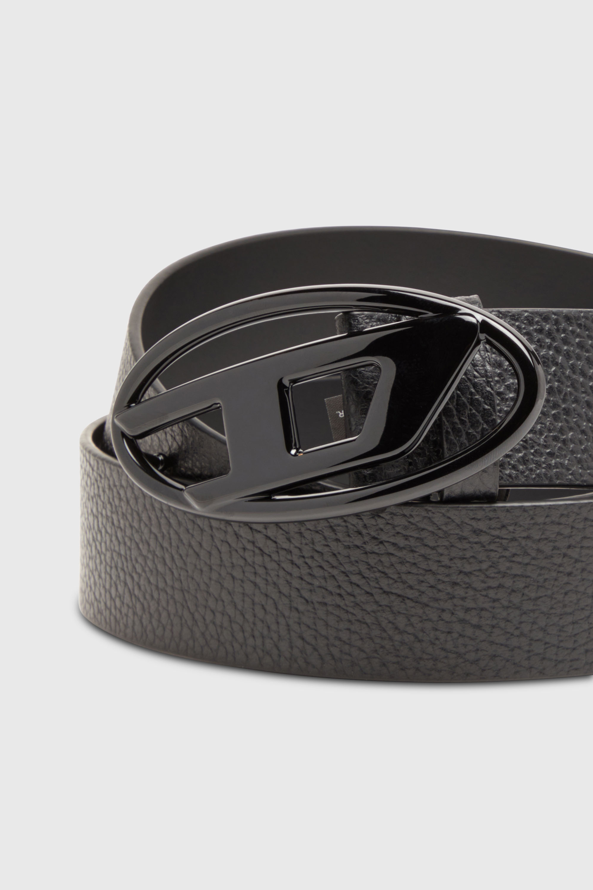 Diesel - B-1DR, Cintur&oacute;n 4 cm de cuero con hebilla mate Oval D Unisex in Negro - 3