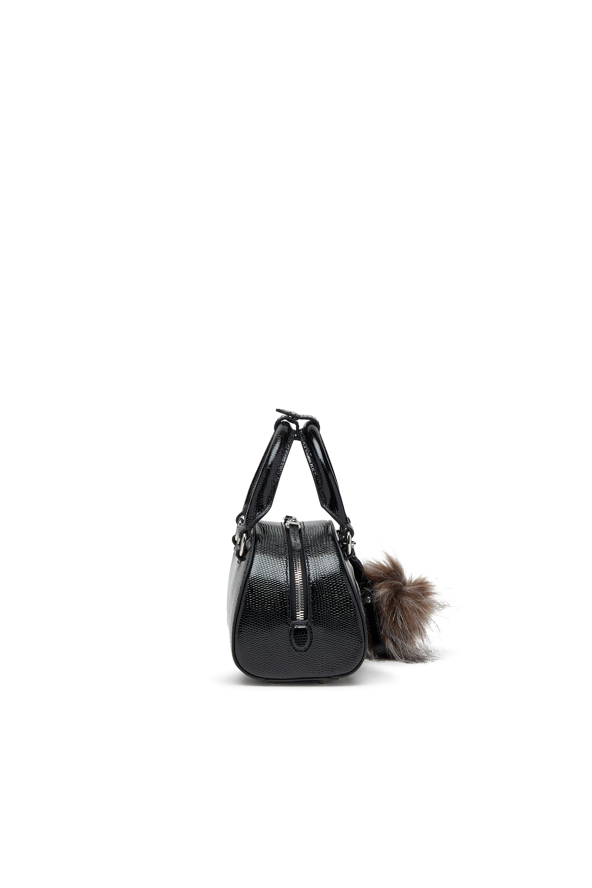 Diesel - 1DR DOME CROSSBODY, Mini bolso tipo bowling en cuero grabado Mujer in Negro - 4
