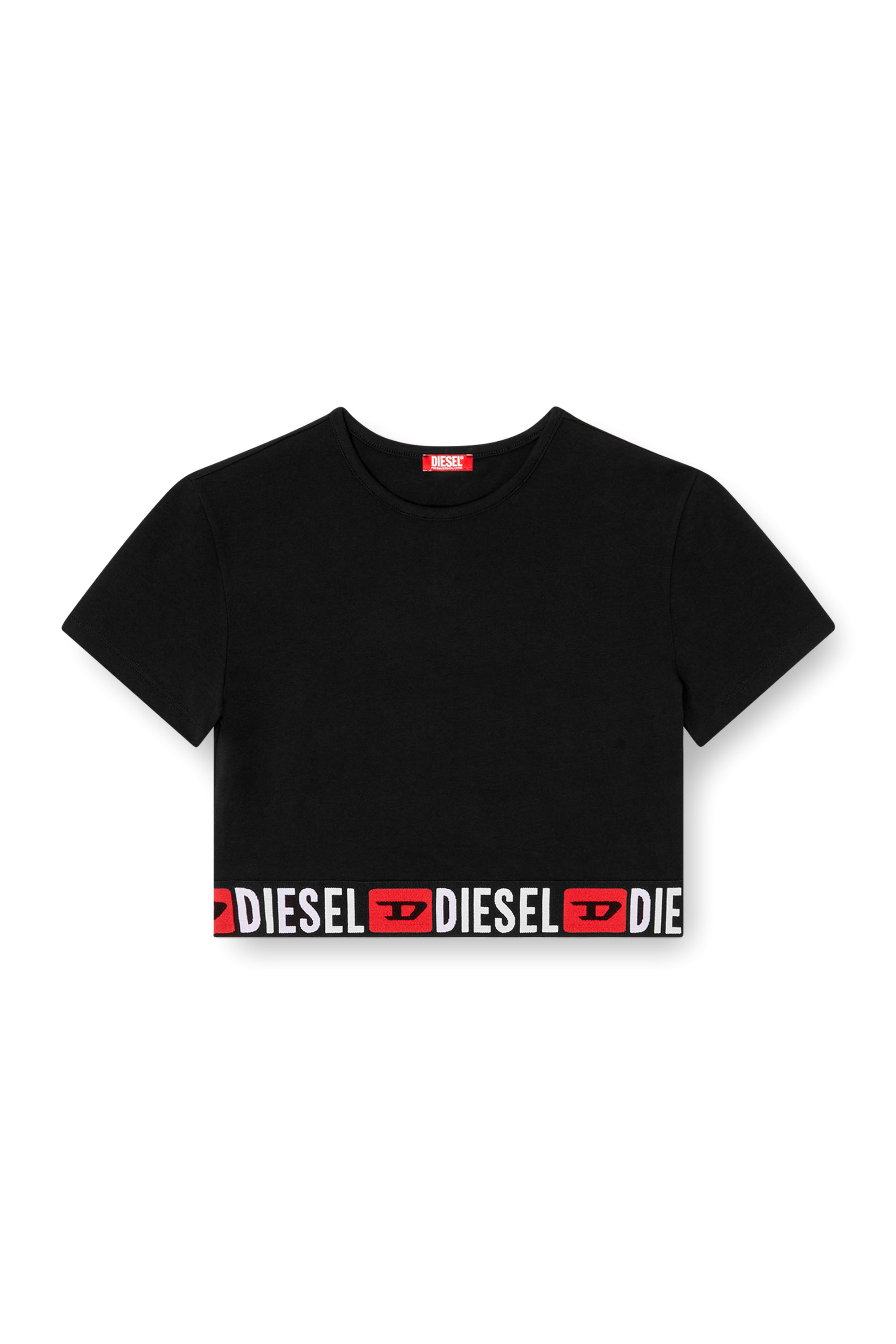 Diesel - IRMA-D-CORE, Top recortado con banda con el logotipo Mujer in Negro - 4