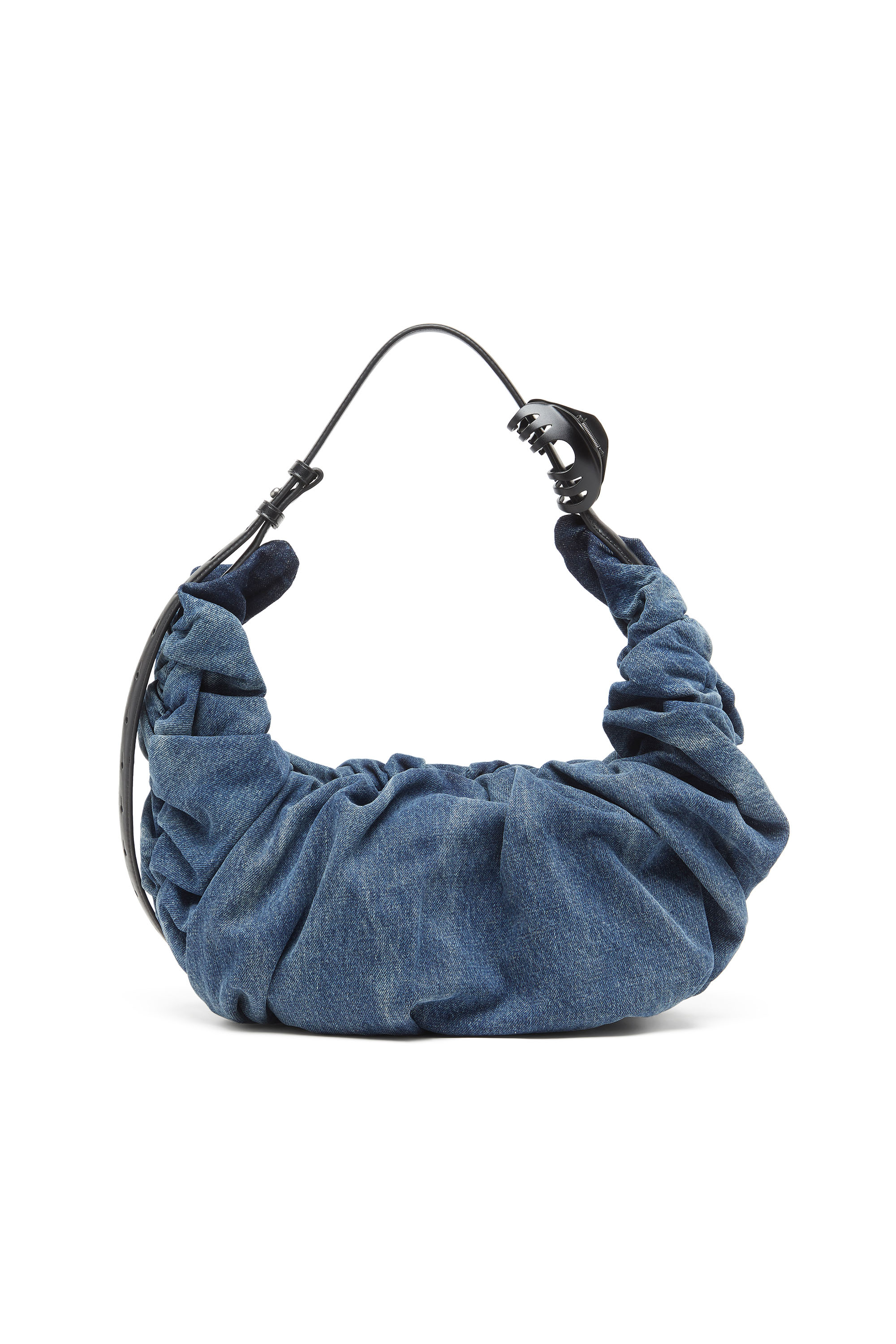Diesel - GRAB-D HOBO L, Grab-D L-Bolso hobo grande arrugado en denim tratado Mujer in Azul marino - 2
