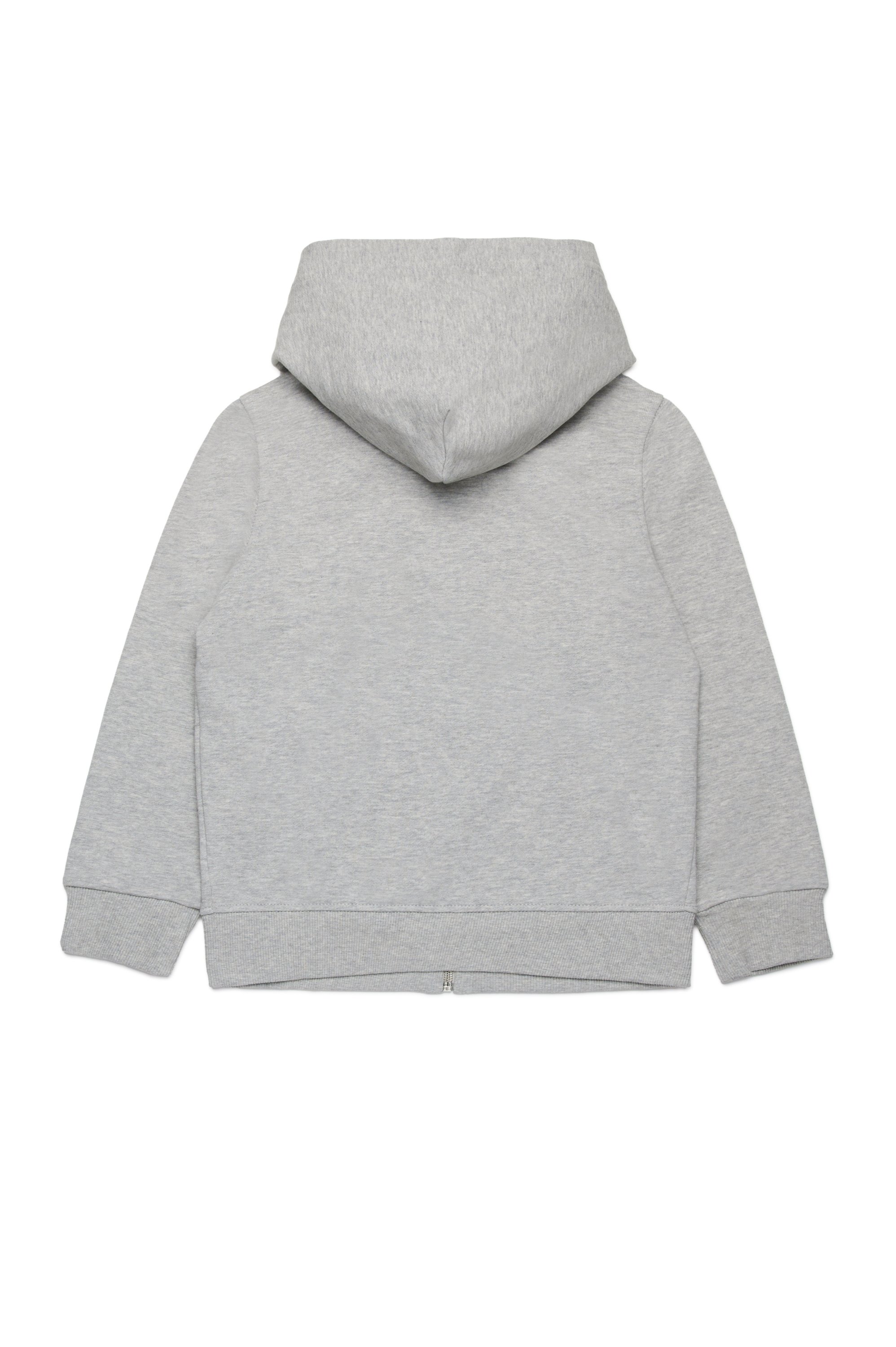 Diesel - SMACIS, Sudadera con capucha y cremallera con logotipo Oval D de efecto metálico Hombre in Gris - 2