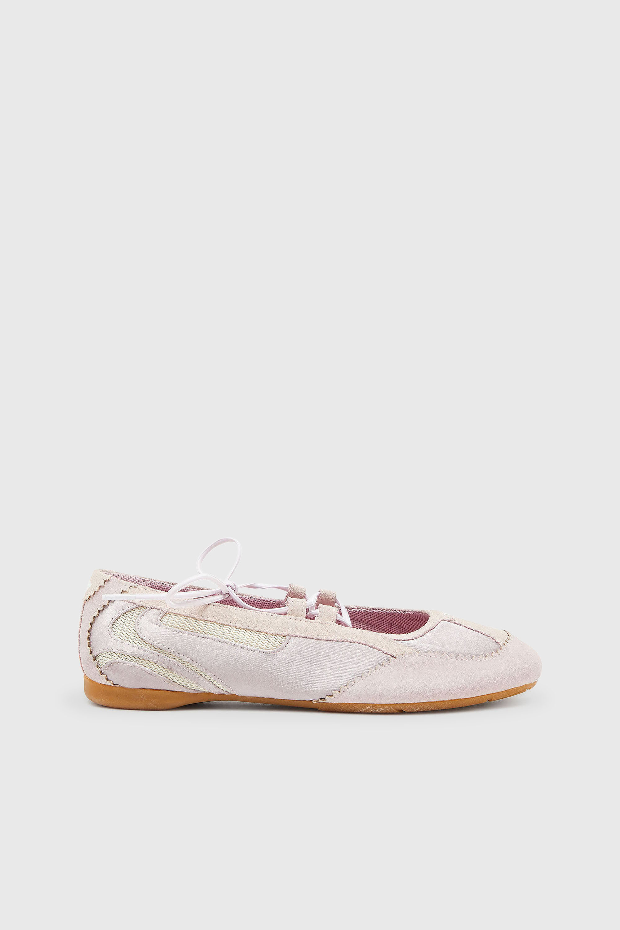 Diesel - D-MILE BALLERINA LACE UP II W, D-Mile - Bailarinas con cordones en piel y malla Mujer in Rosa - 1