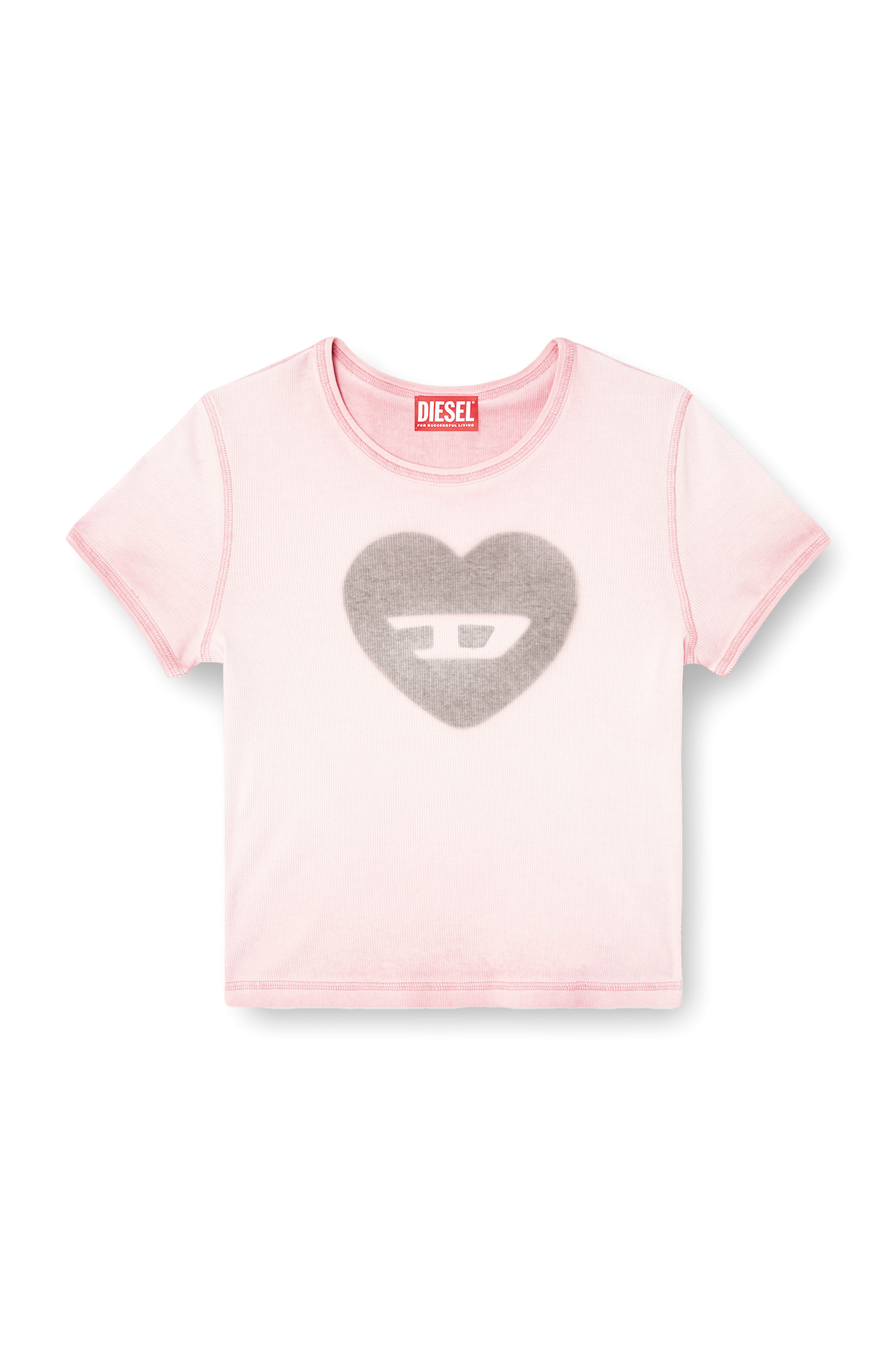 Diesel - T-ELE, Sudadera con corazón D en acuarela Mujer in Rosa - 2