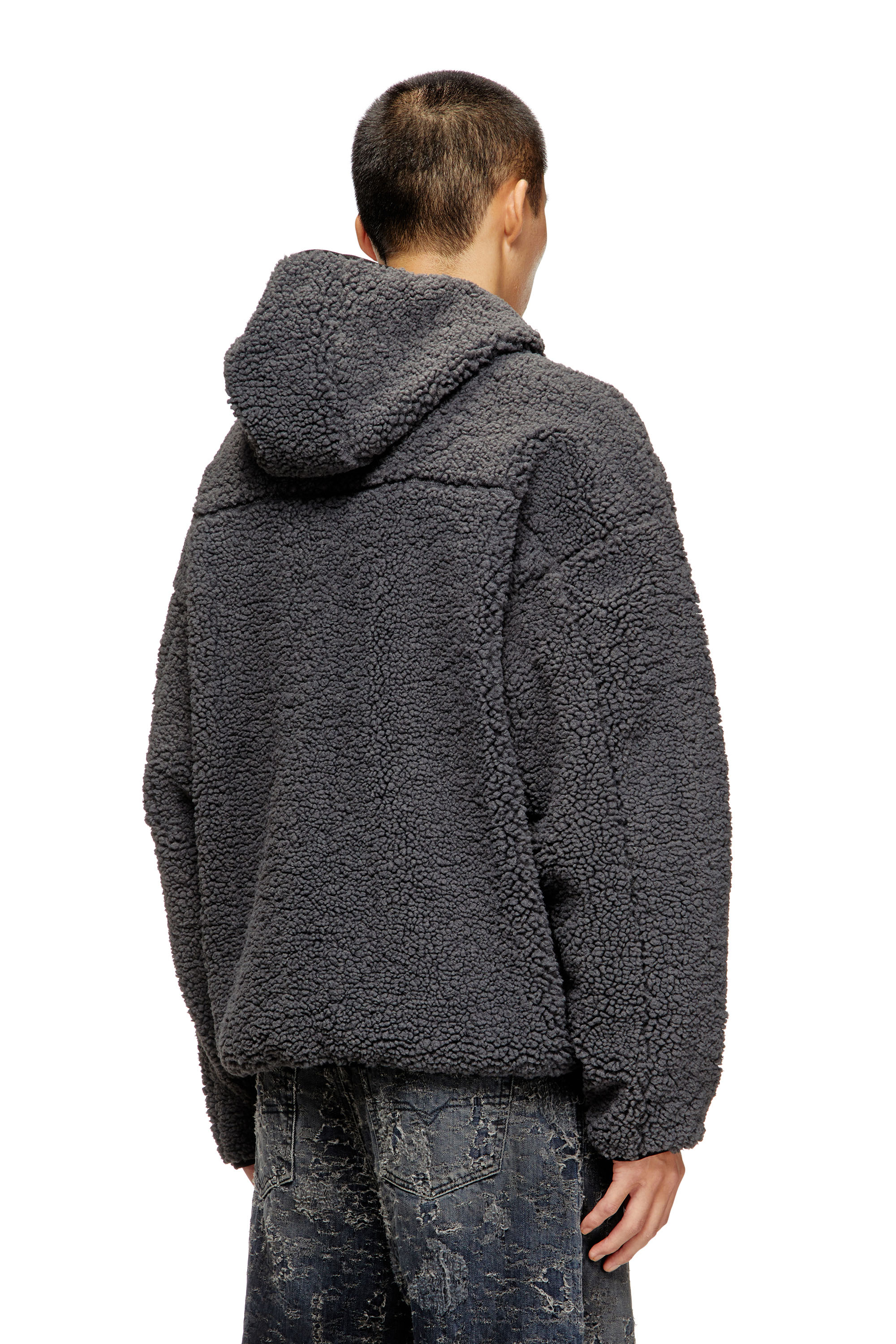 Diesel - S-ZAT, Sudadera de peluche con capucha Hombre in Gris - 4