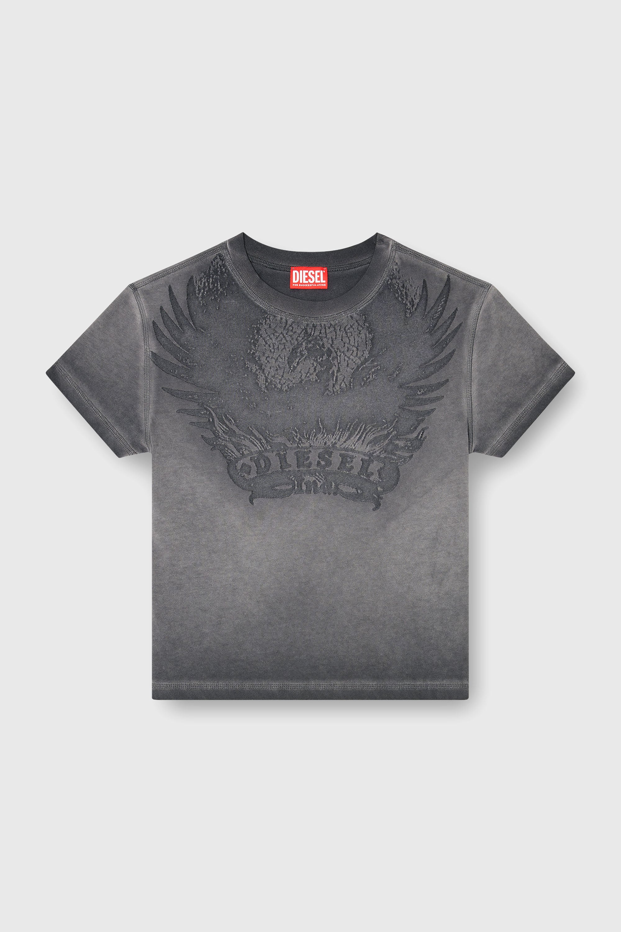 Diesel - T-ILA-AA7, Camiseta slim con d&eacute;vor&eacute; Phoenix Mujer in Gris - 2
