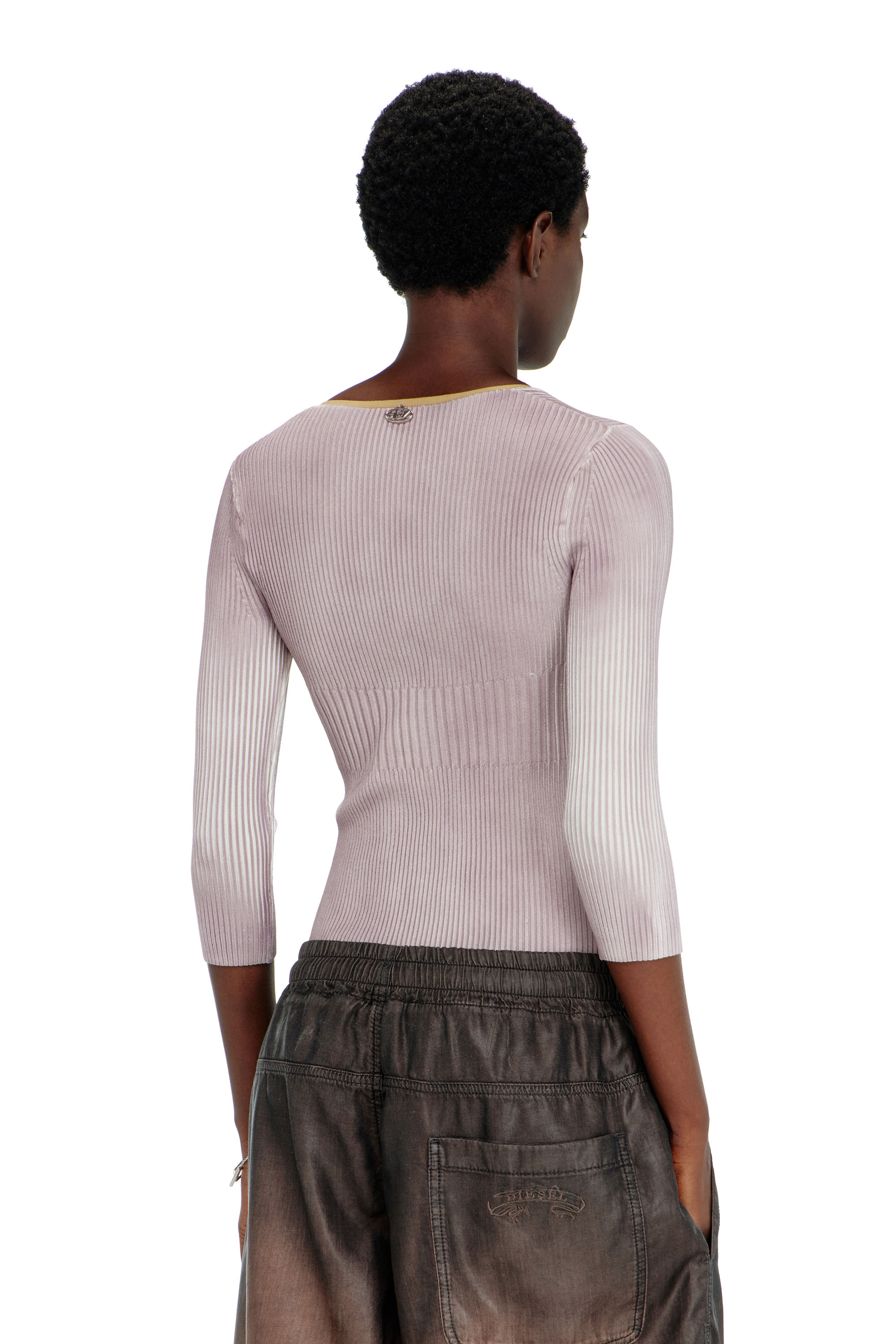 Diesel - T-LEY-AA1, Body de punto canal&eacute; con efecto shadow-patch Mujer in Azul marino - 4