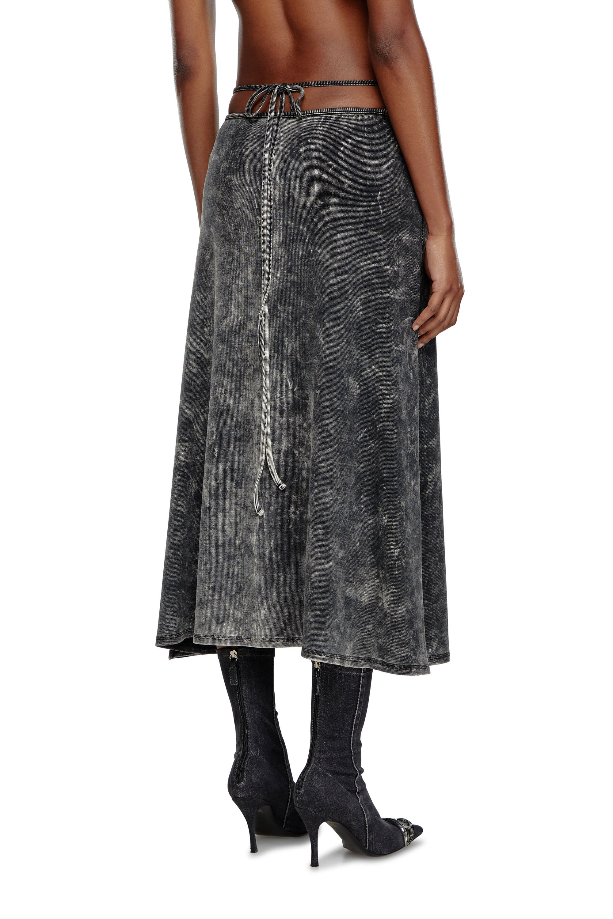 Diesel - O-ROSSI, Mujer Falda midi de aspecto mármol con lazos envolventes in Gris - Image 4