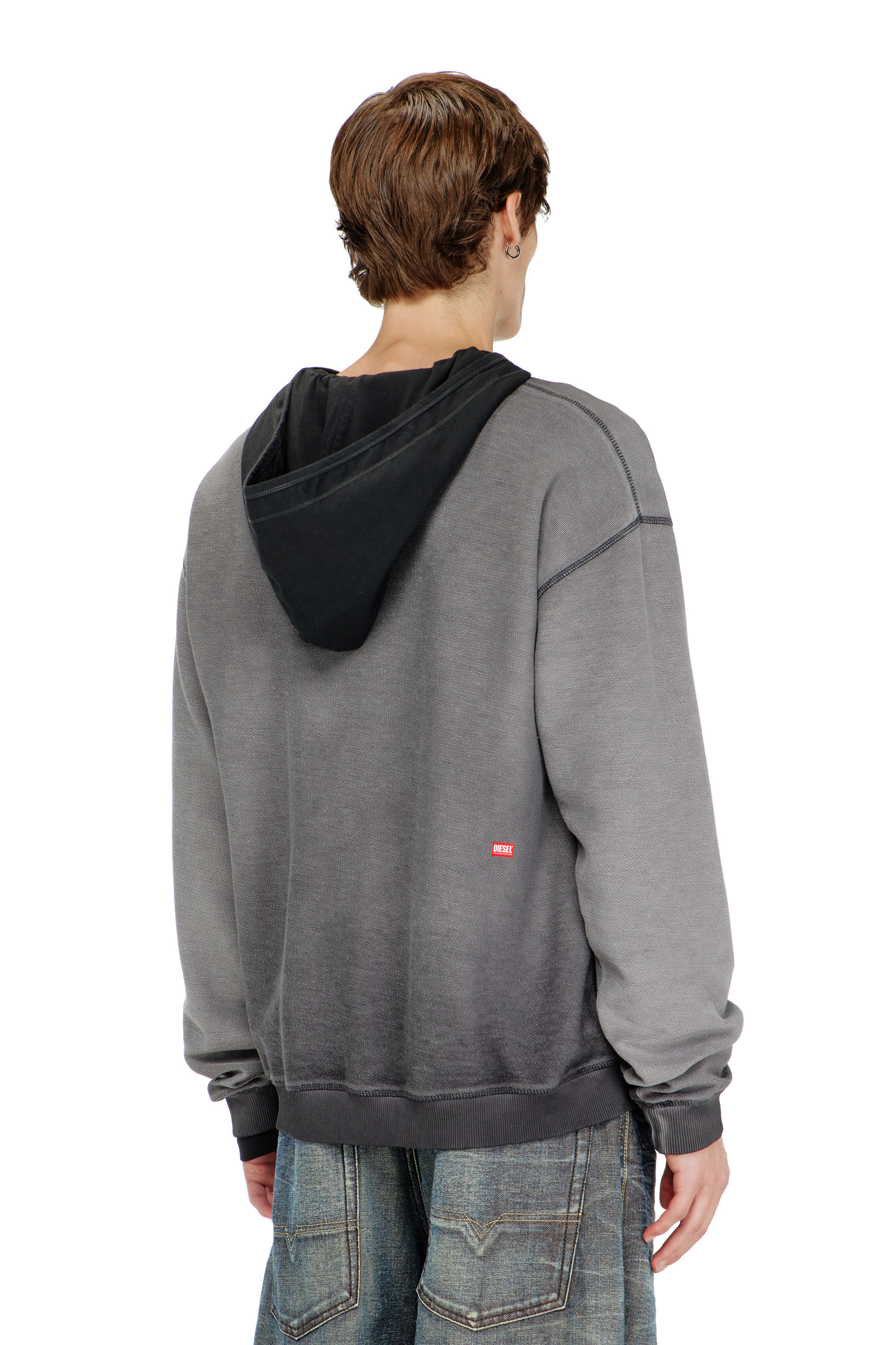 Diesel - S-ARON-RAW, Sudadera con estampado devor&eacute; Hombre in Gris - 4