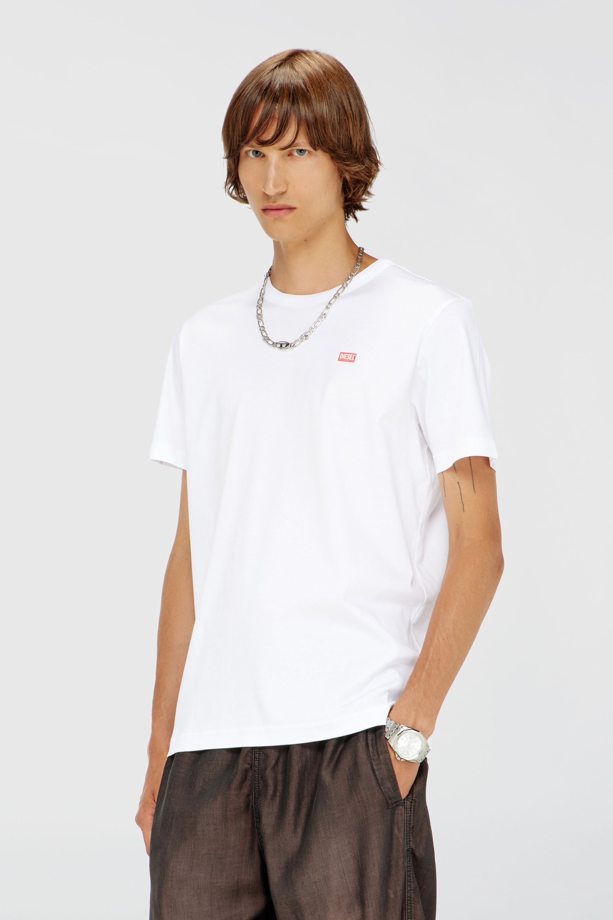 Diesel - T-MIEGOR-K77, Camiseta de algod&oacute;n mercerizado Hombre in Blanco - 1