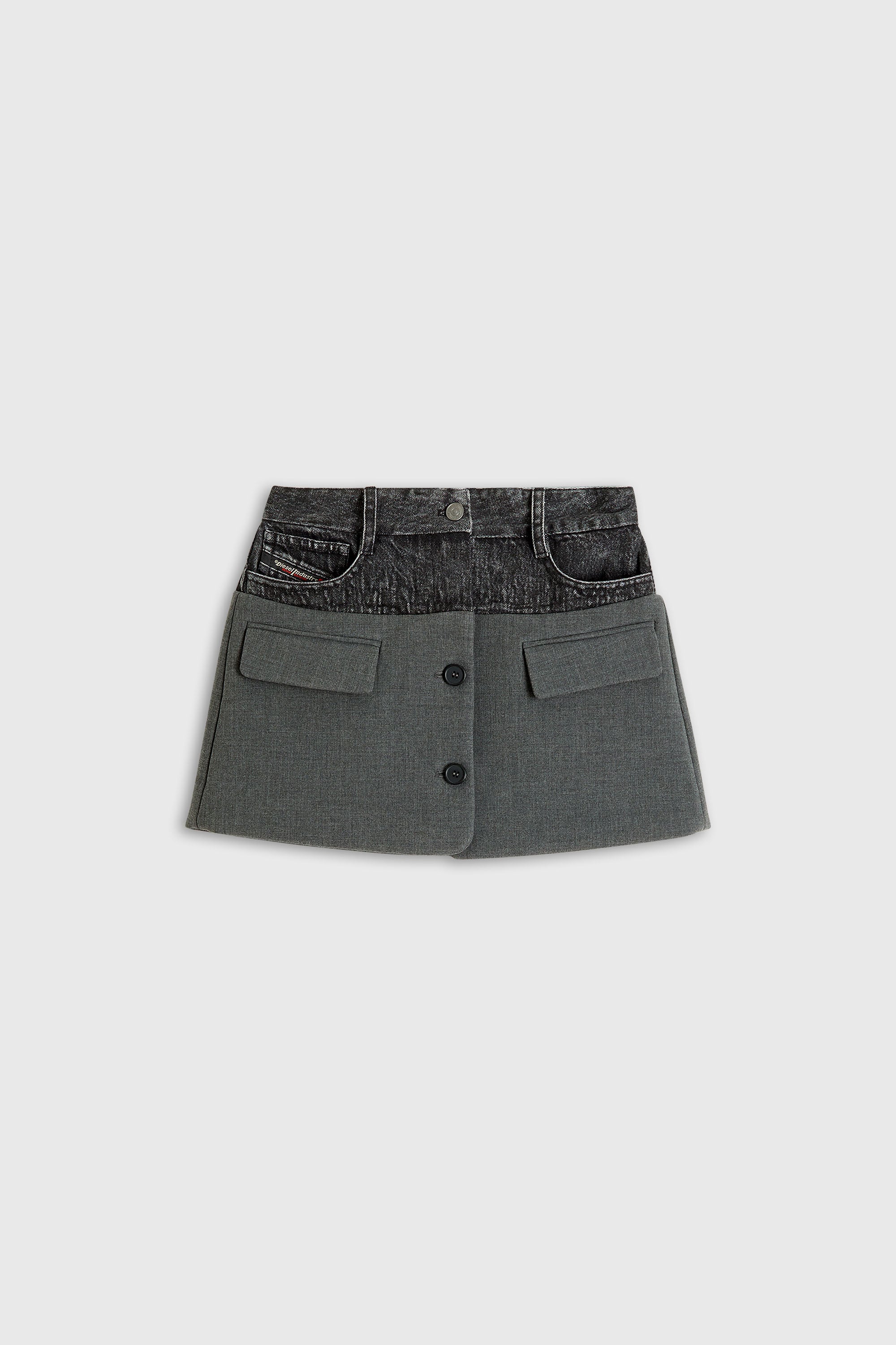 Diesel - O-DYLIC, Minifalda vaquera con secci&oacute;n sastrera Mujer in Gris - 2