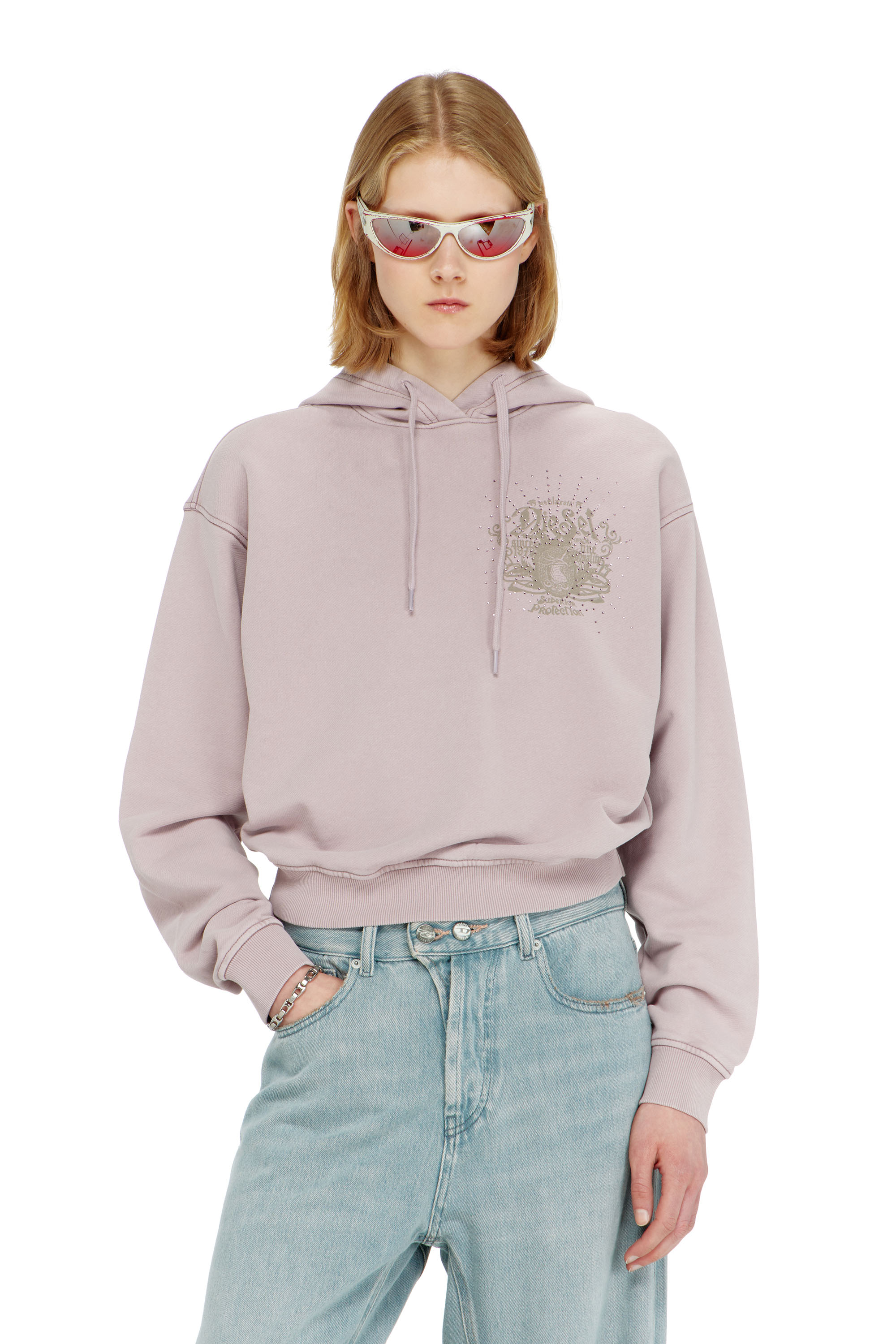 Diesel - F-PHOENY, Sudadera con capucha, estampados y tachuelas de strass Mujer in ToBeDefined - 1