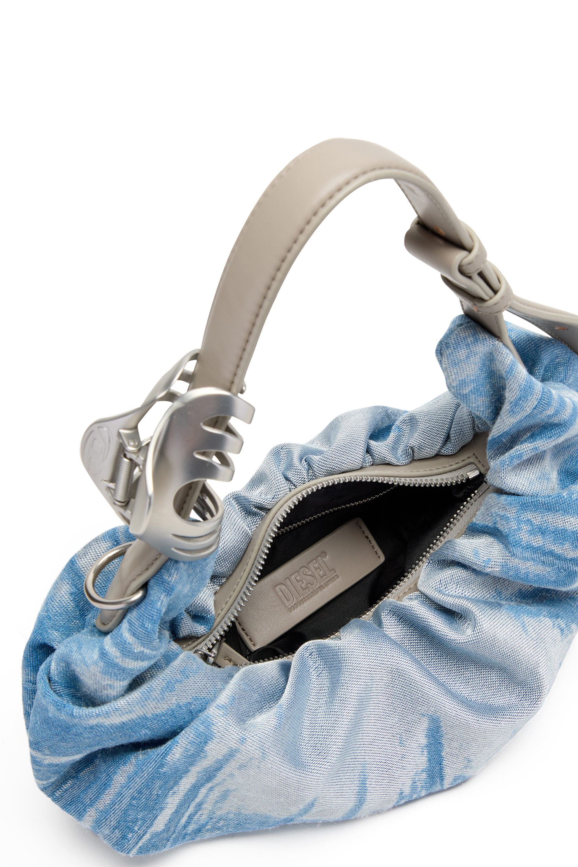 Diesel - GRAB-D HOBO S, Bolso hobo Grab-D-Scrunched en denim satinado Mujer in Azul marino - 7