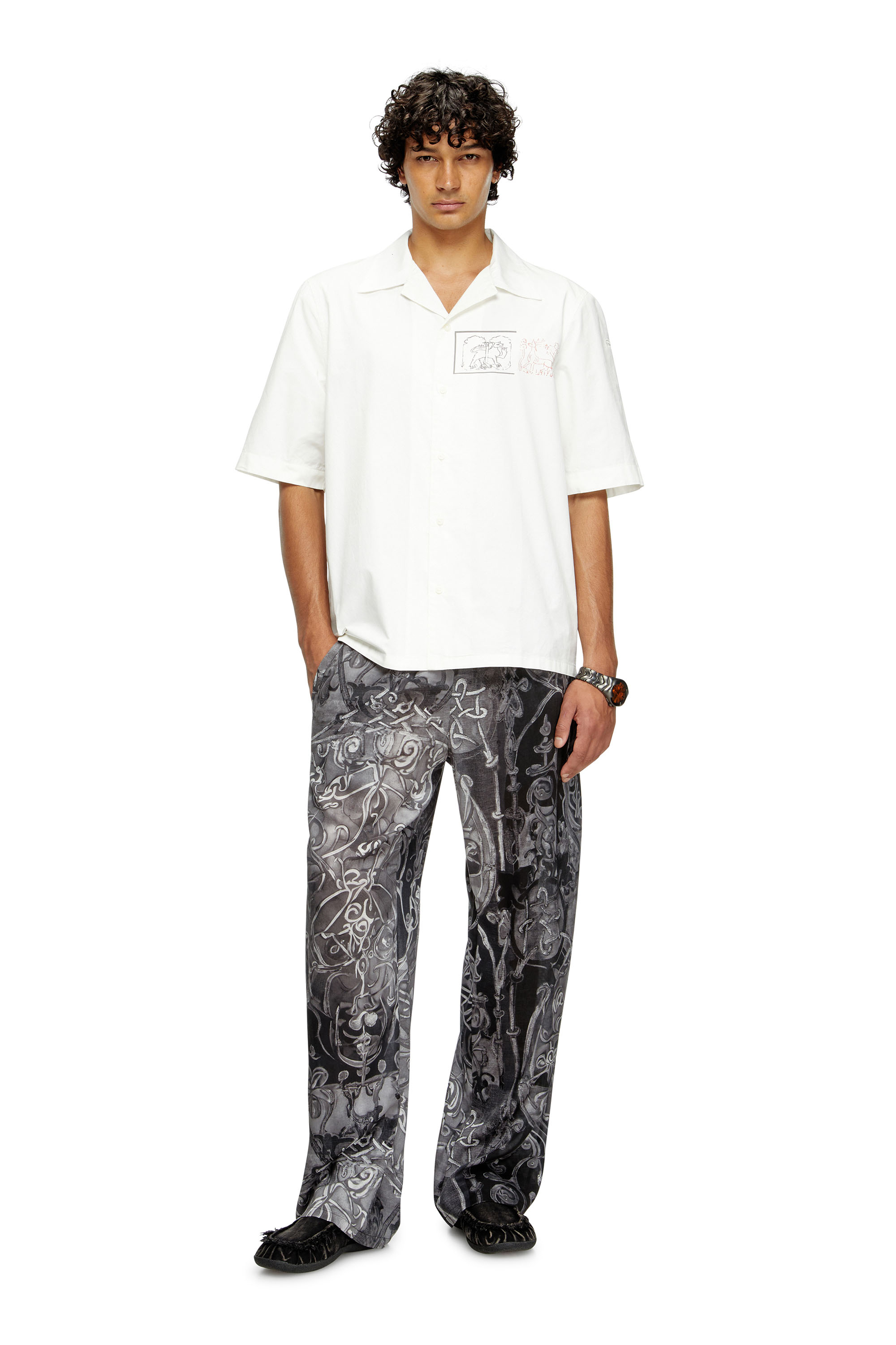Diesel - S-BRACK-A-HGBS, Camisa con estampado de espada Hombre in Blanco - 1