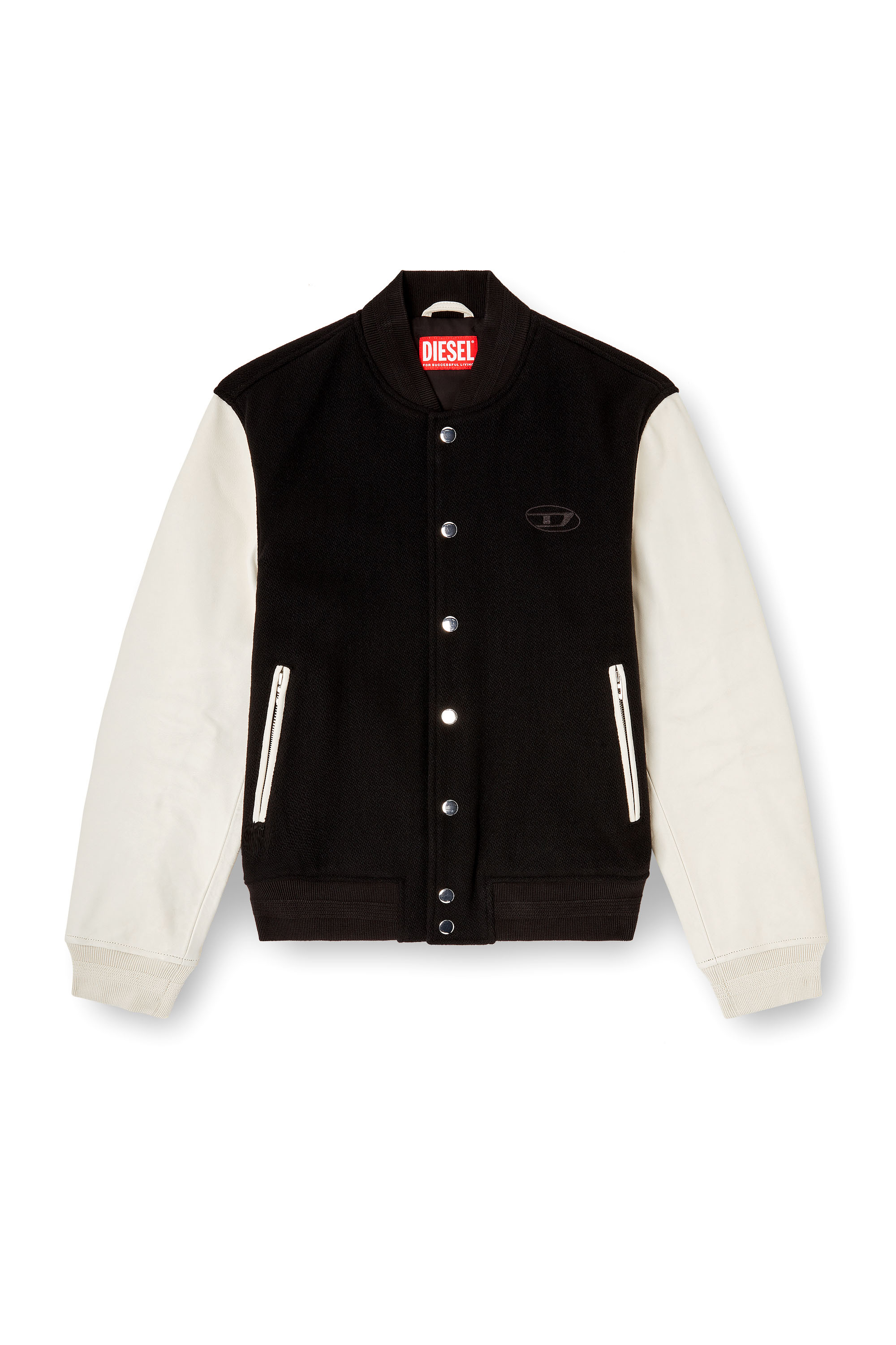 Diesel - L-ARRY-WRD, Chaqueta bomber en mezcla de lana y cuero Hombre in ToBeDefined - 2