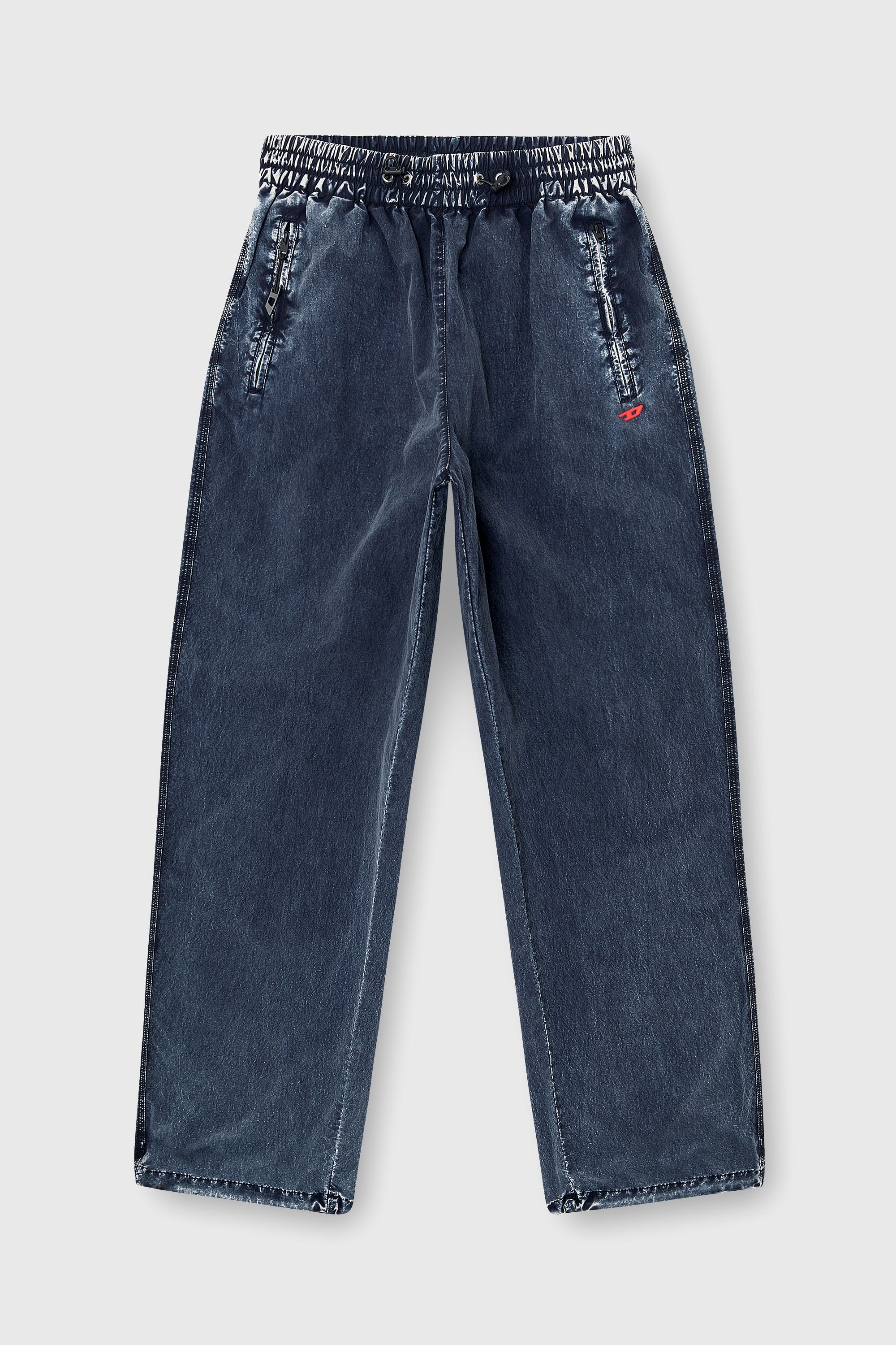 Diesel - P-APYRI, Acid-wash track pants en nylon taslan Mujer in Azul marino - 2