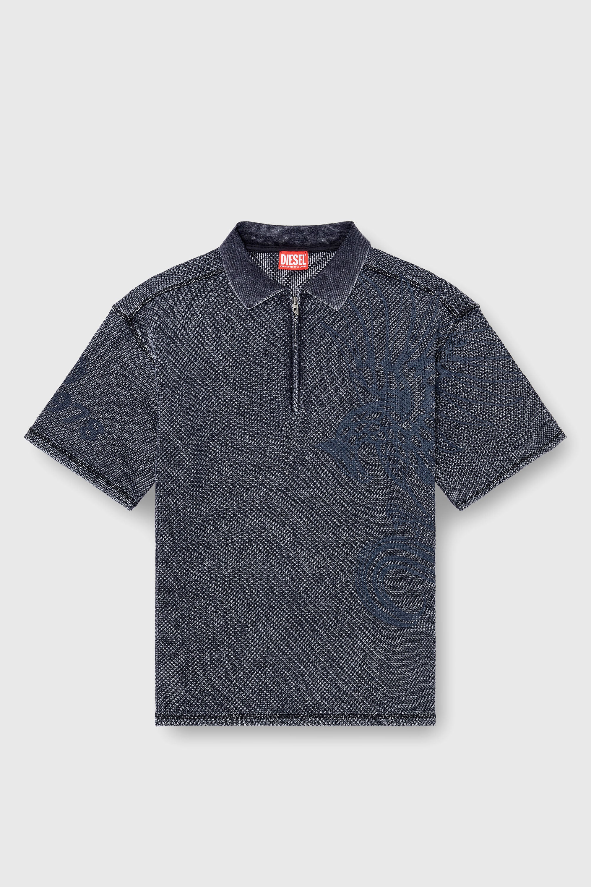 Diesel - T-ERRY-ZIP, Polo de jacquard mesh con estampado Phoenix Hombre in Gris - 2