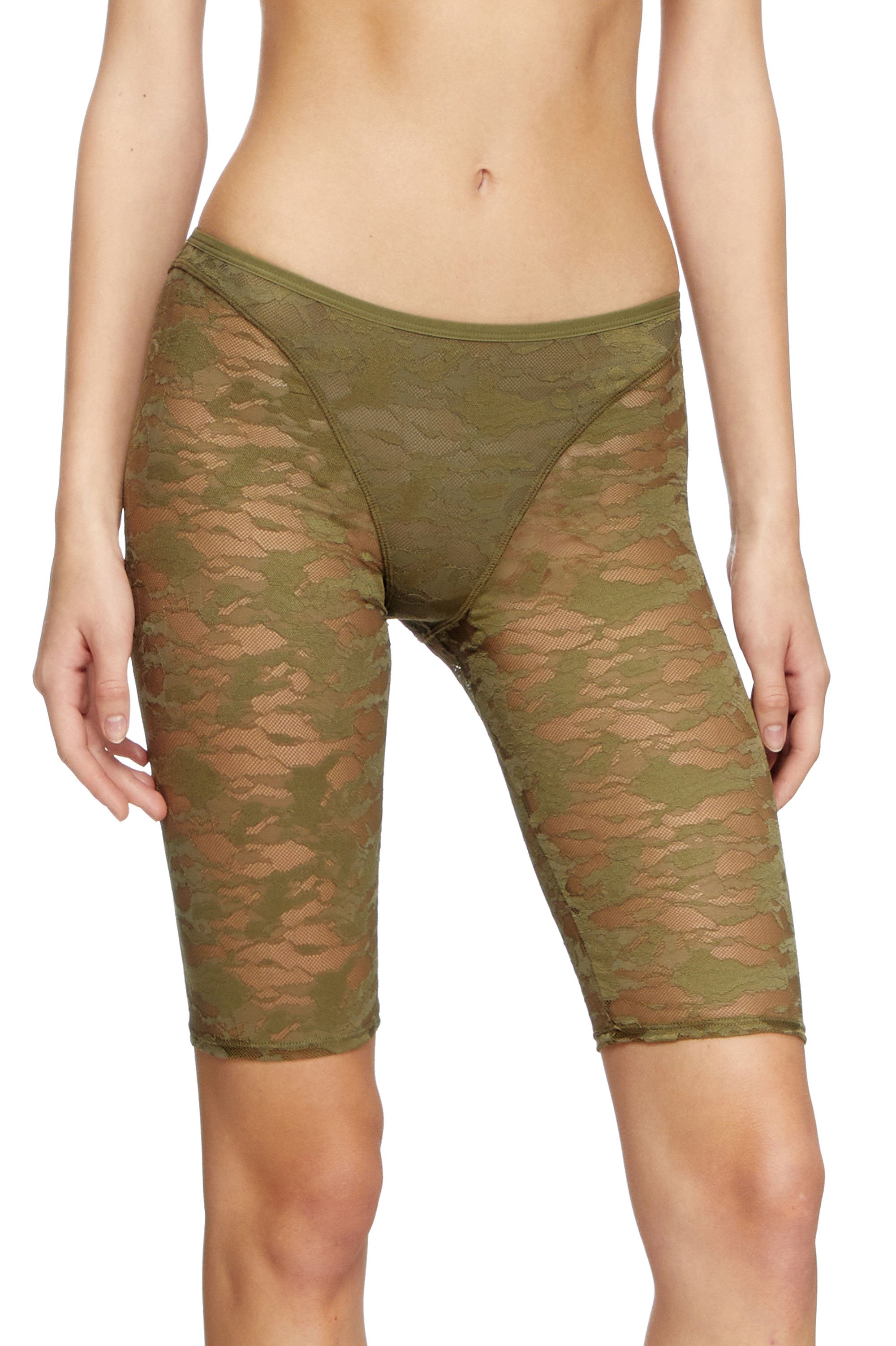 Diesel - UFLB-D-OVAL-LACE-SHORT, Pantalones cortos de encaje y camuflaje con placa Oval D Mujer in Verde - 2