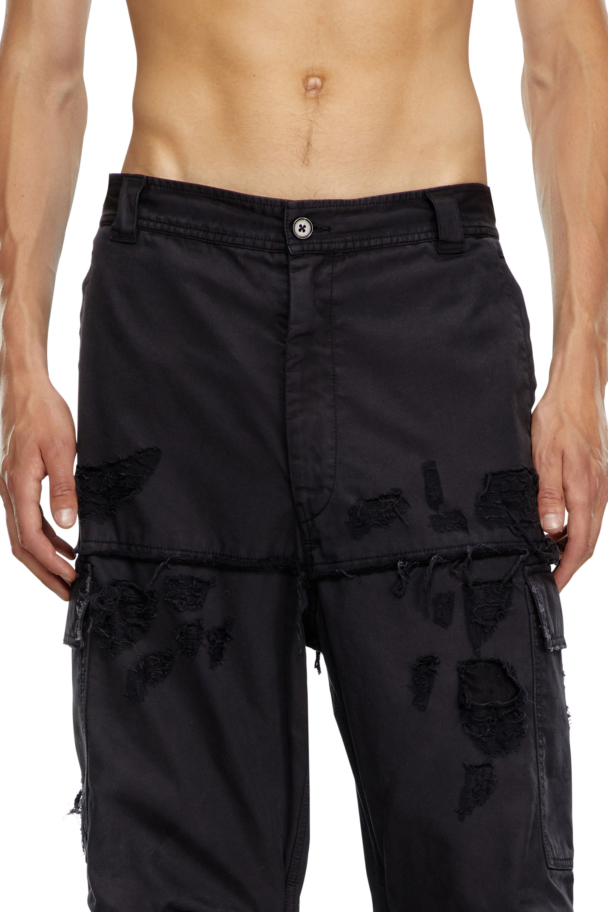 Diesel - P-OISE, Pantalones cargo de algodón dobby Hombre in Negro - 5