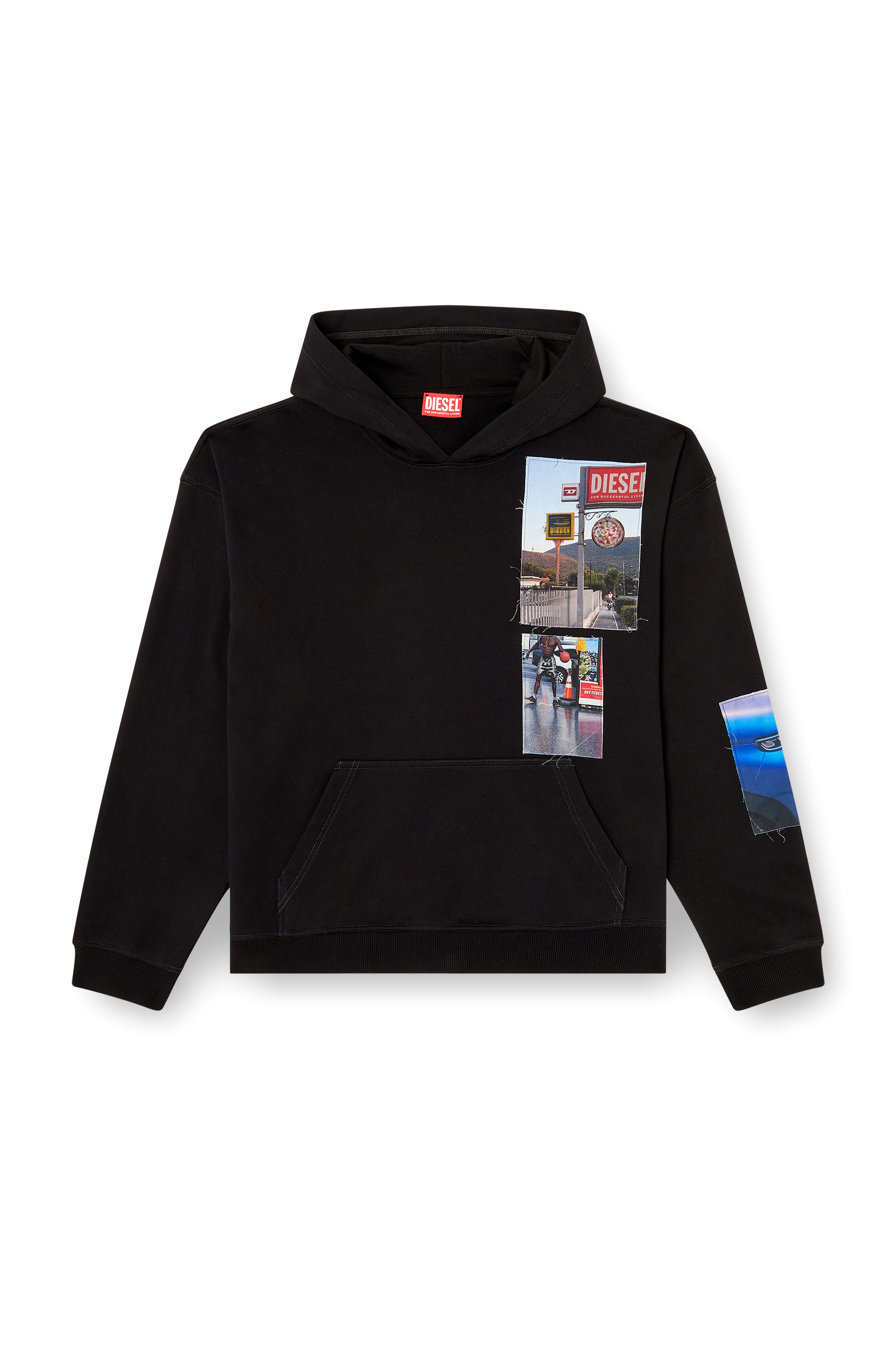 Diesel - S-BOXT-HOOD-T6, Sudadera con capucha y parches fotográficos Hombre in Negro - 3
