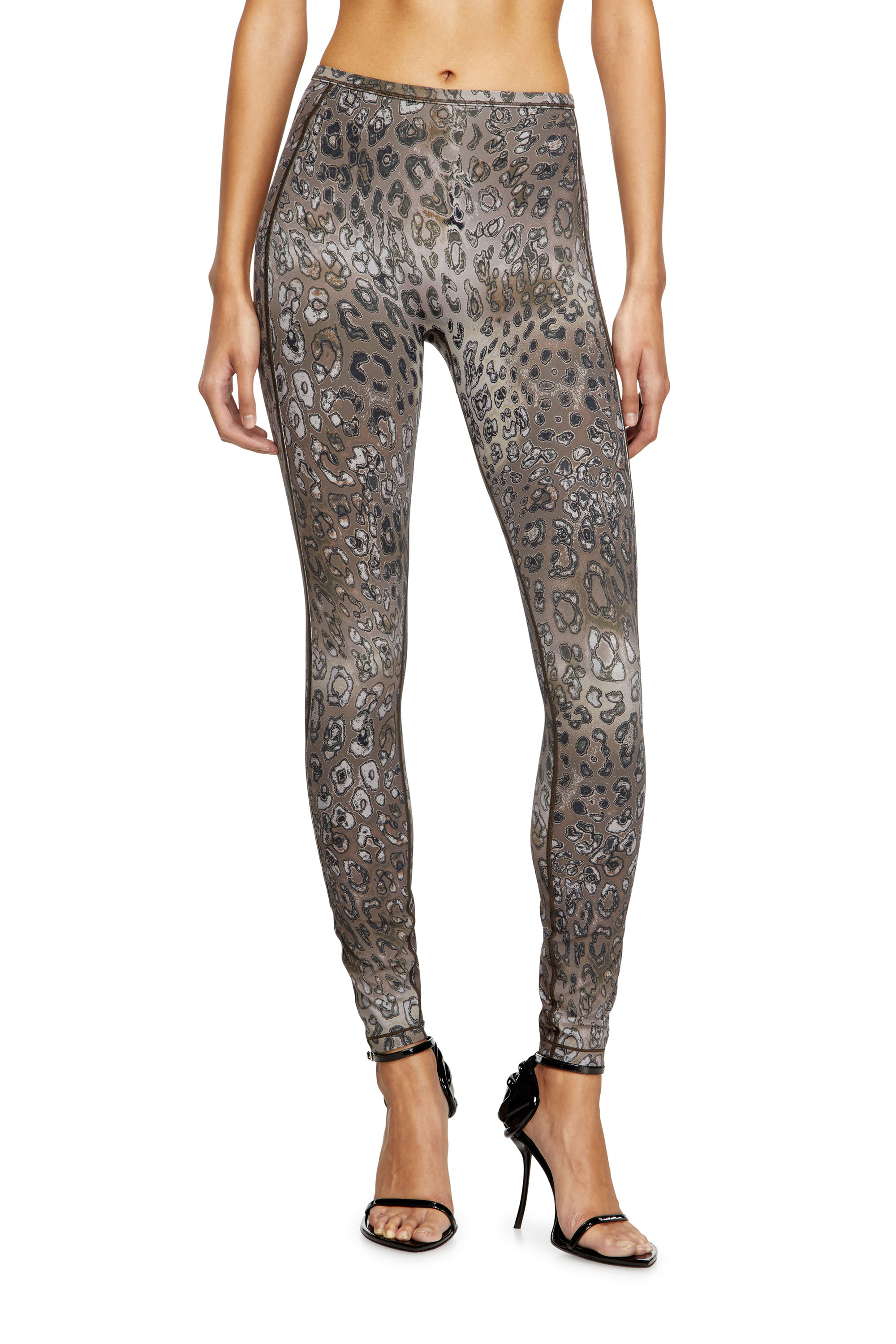Diesel - MEREDITH-UTLT, Leggings de nailon con estampado de leopardo Mujer in Marrón - 5