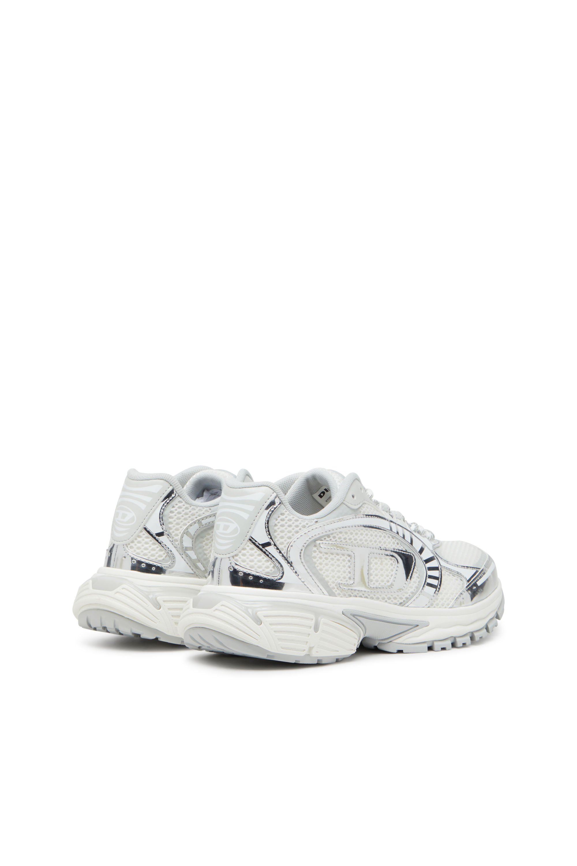 Diesel - S-PRO-V-DENSE LOW W, Woman's S-Pro-V-Dense-Metallic mesh sneakers with Oval D logo in White/Silver - 3