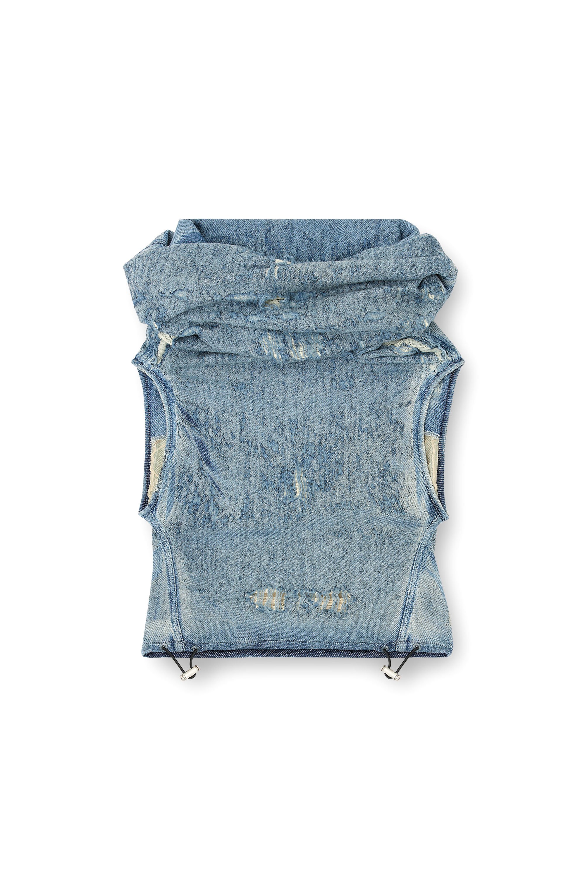 Diesel - DE-VANIA-FSG, Top en denim jacquard ultradestruido Mujer in Azul marino - 3