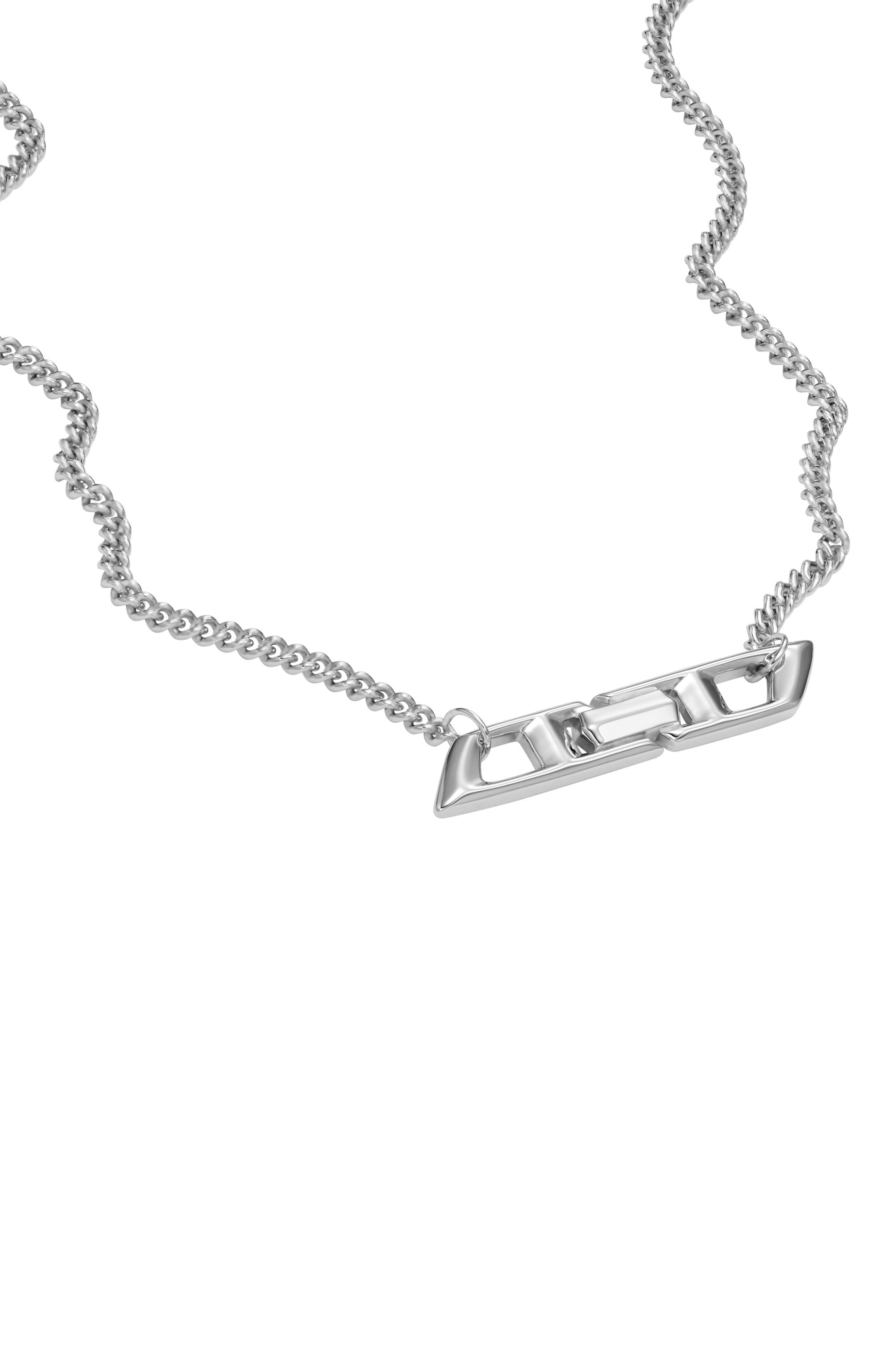 Diesel - DL1351040 JEWEL, Unisex Sterling Silver  D Logo Necklace in Silver - Image 1