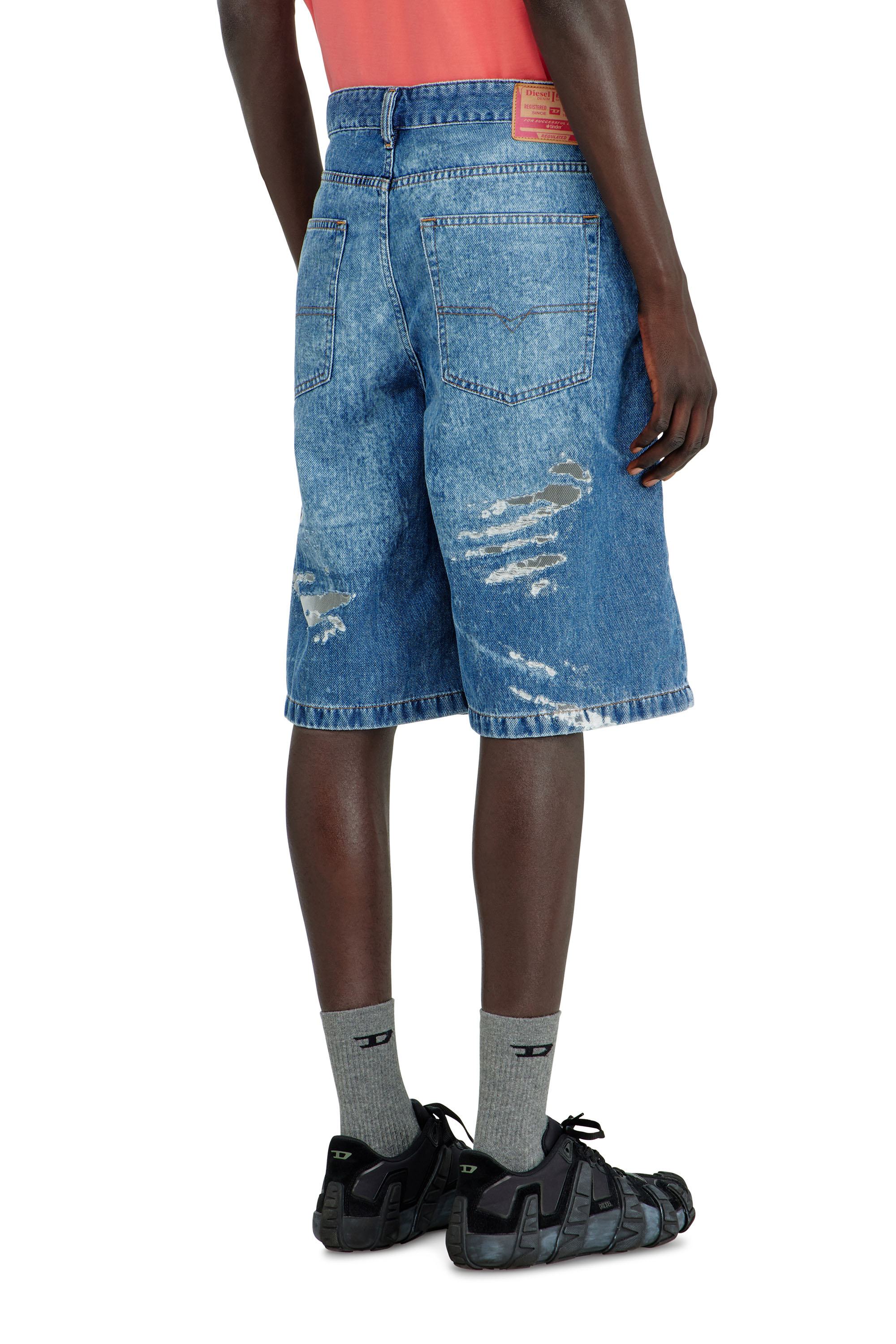 Diesel - PR-DE-SIRE-SHORT, Shorts de denim devor&eacute; Unisex in Azul marino - 3