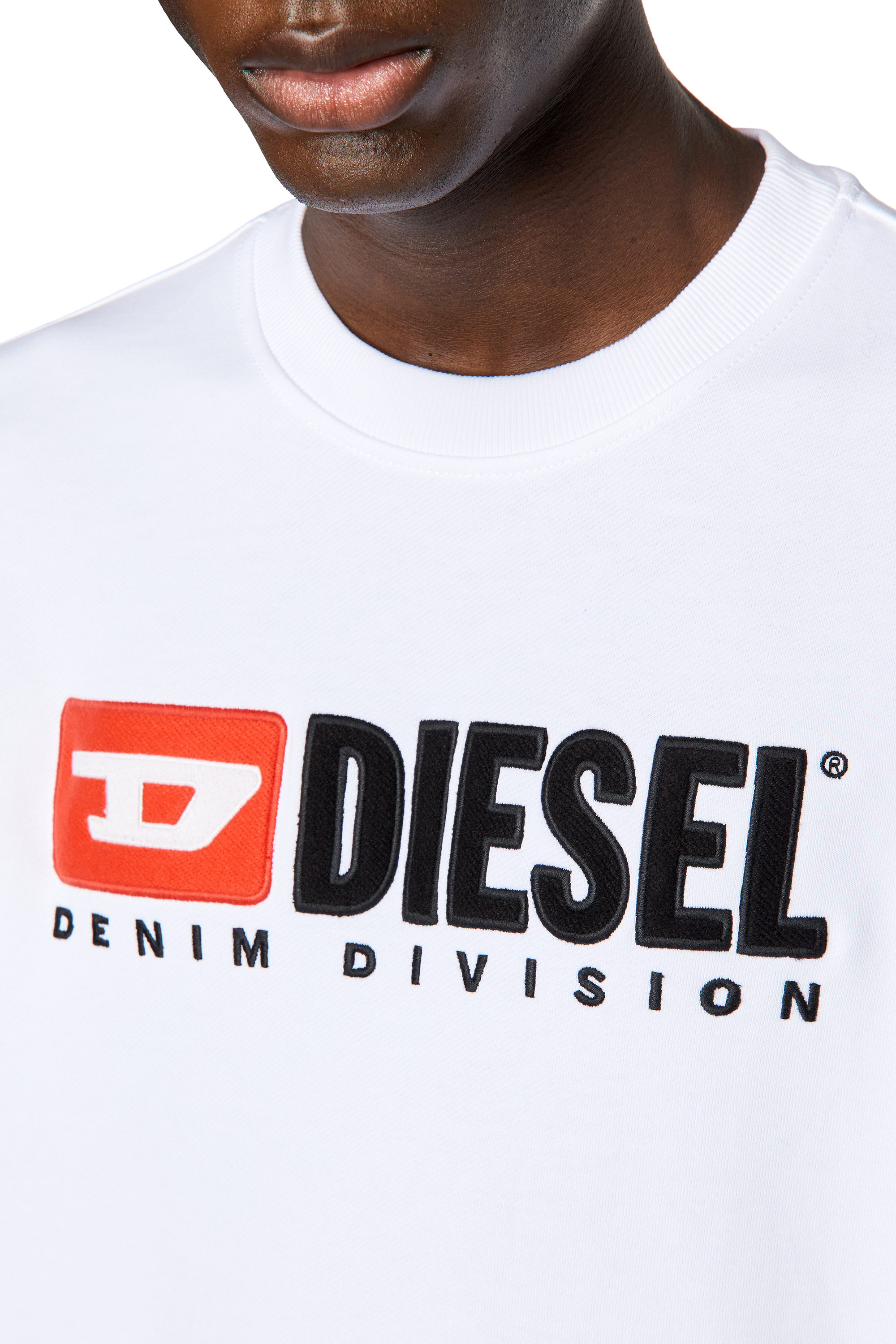 Diesel - S-GINN-DIV, Man Sweatshirt with logo appliqué in White - Image 5