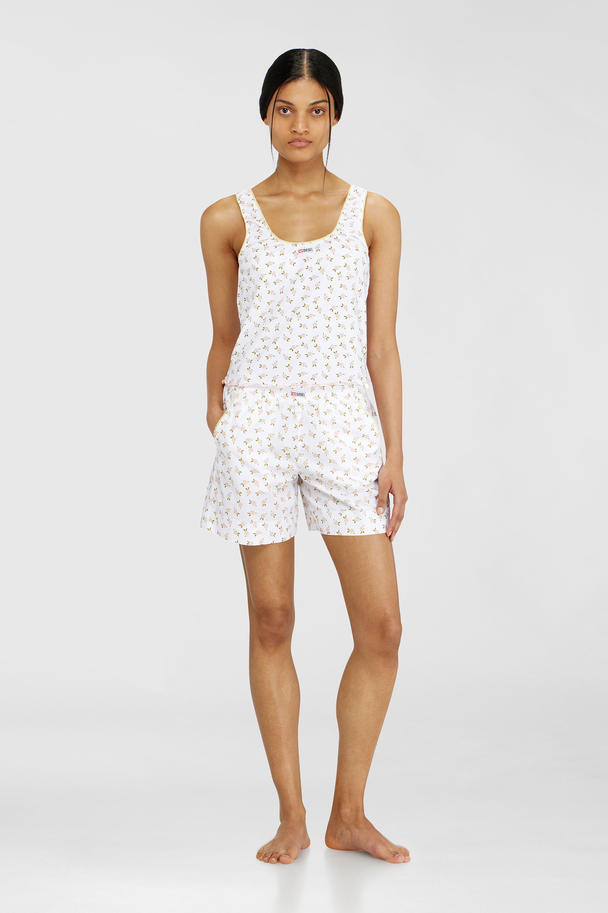 Diesel - GEORGIE-D-CORE, Top de algod&oacute;n stretch con estampado floral Mujer in Blanco - 2