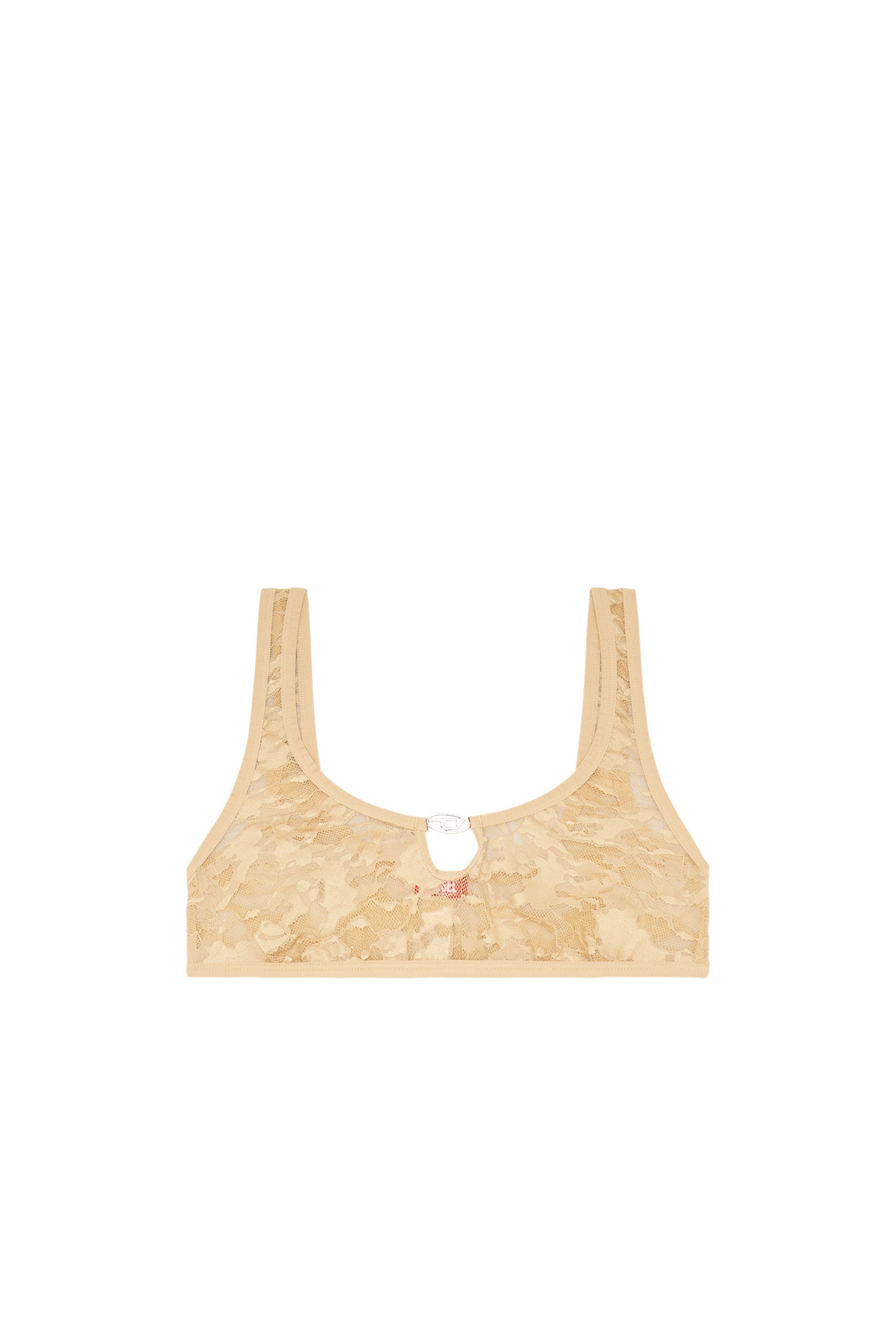 Diesel - UFSB-D-OVAL-LACE-BRALETTE, Bralette de encaje y camuflaje con placa Oval D Mujer in Marrón - 4