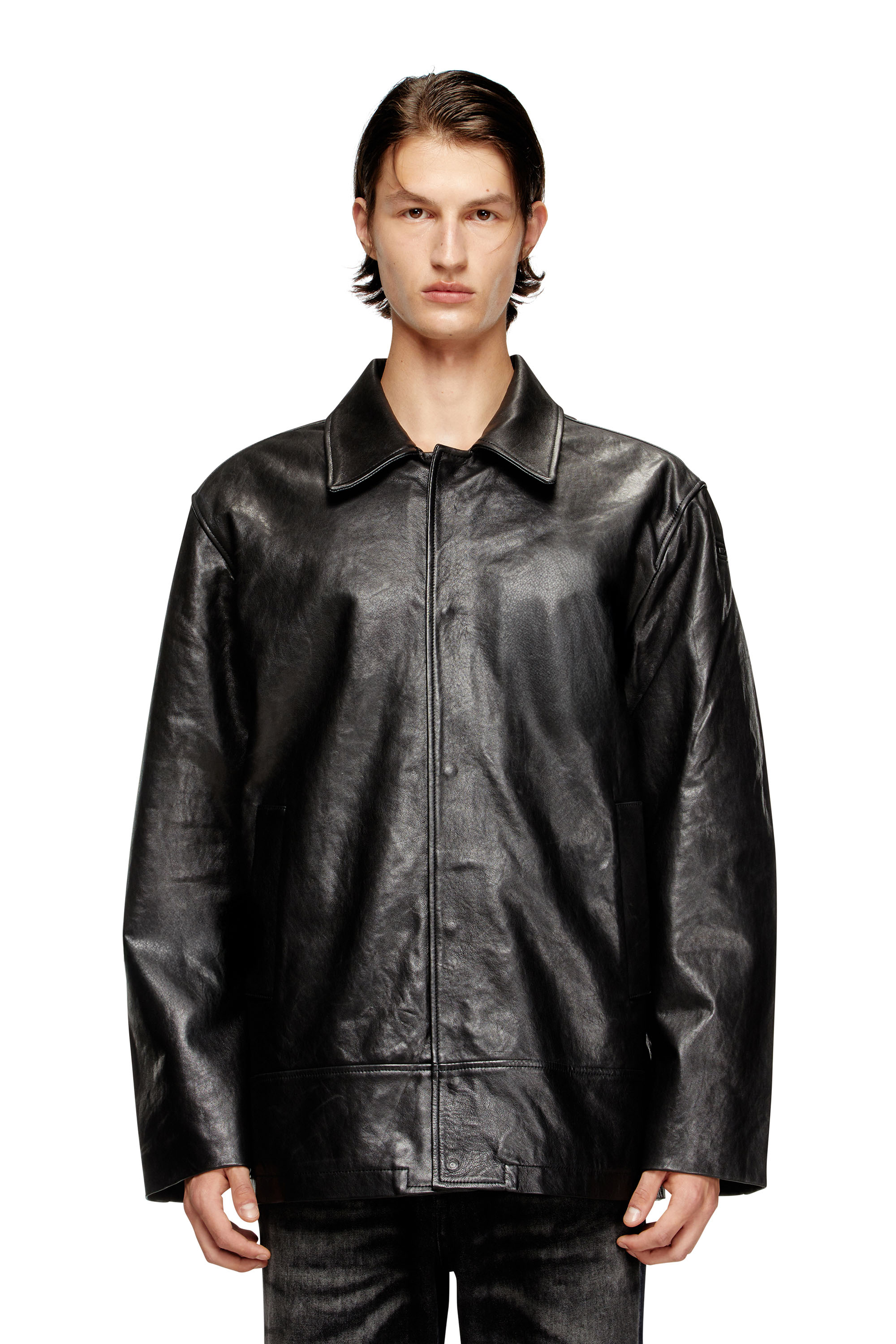 Diesel - L-JESS, Chaqueta de cuero acolchado Hombre in Negro - 1