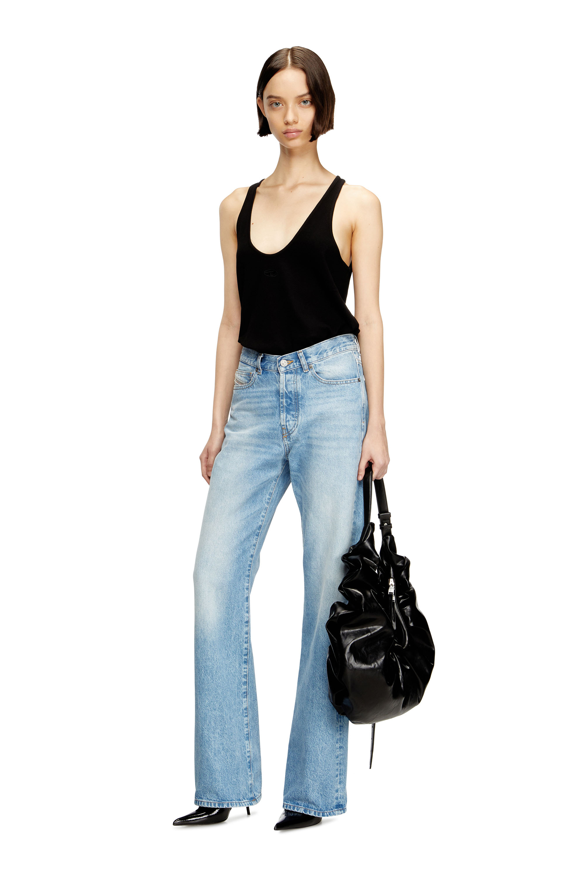 Diesel - T-IPSYA-LKDS, Camiseta con tirantes de canalé con Oval D Mujer in Negro - 2
