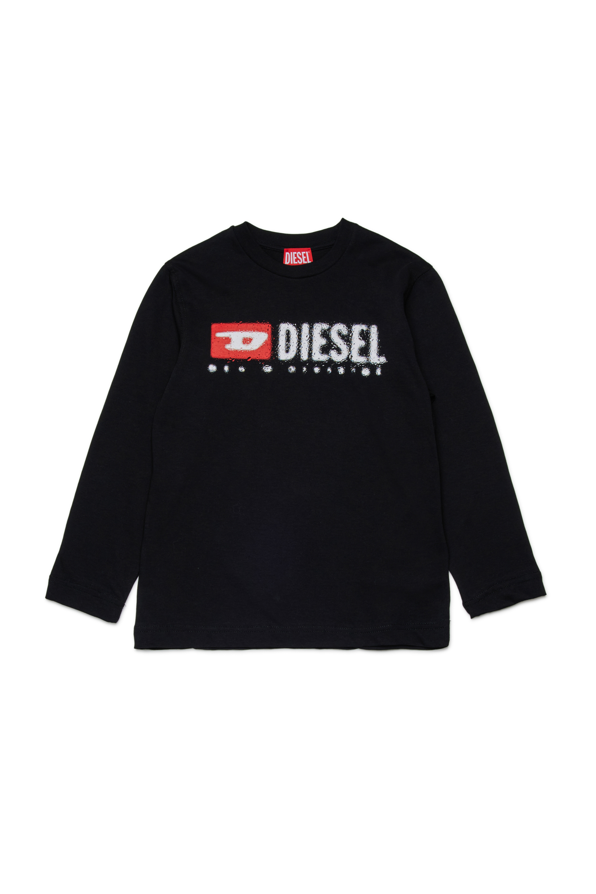 Diesel - TDROPS, Camiseta de cuello redondo de algodón con estampado de logo Hombre in Negro - 1