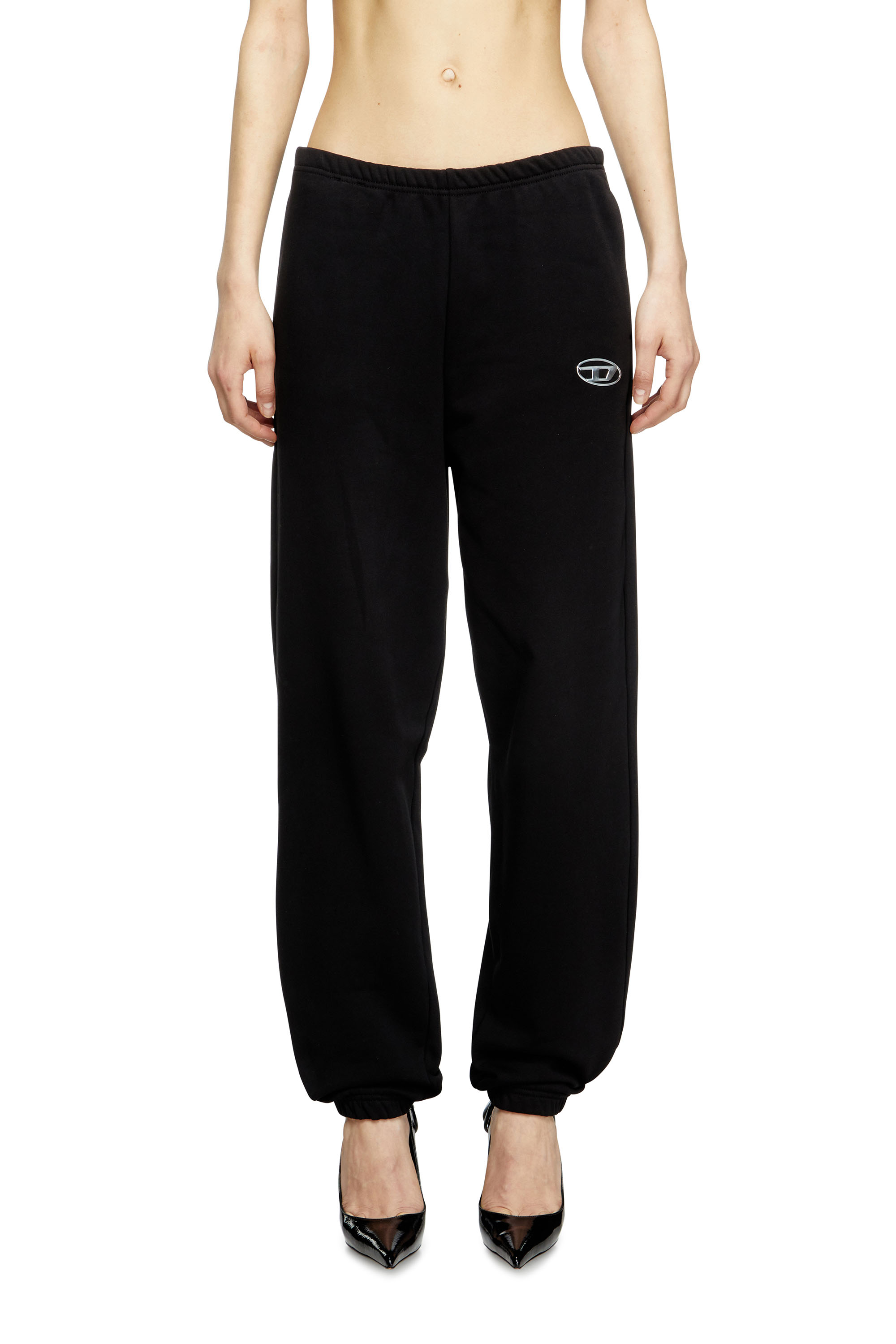Diesel - P-LACYN-OD, Pantalones deportivos con logotipo Oval D con efecto metálico Mujer in Negro - 1