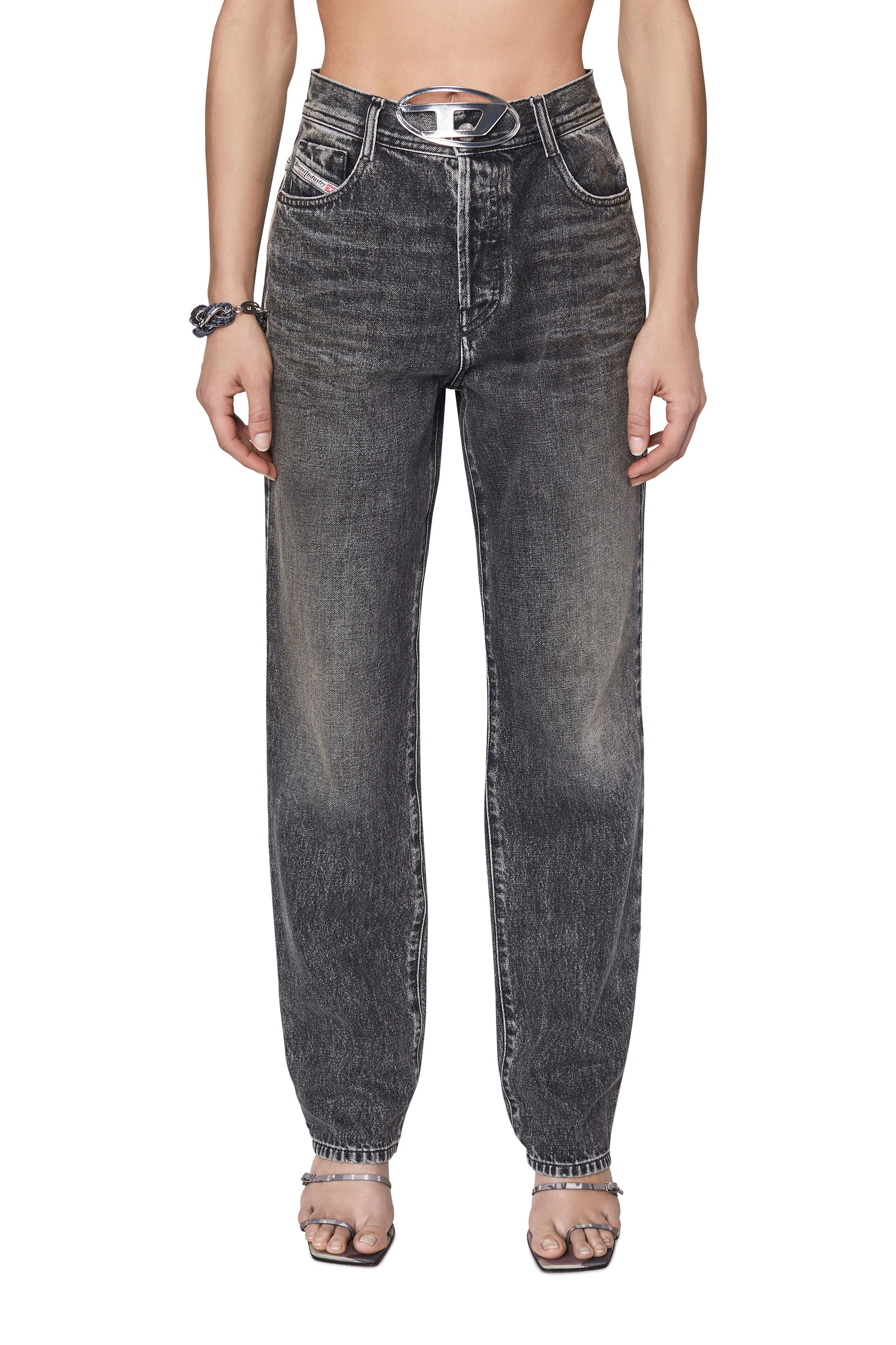Diesel - 1956 D-TULIP 007A8 Straight Jeans, Negro/Gris oscuro - Image 1