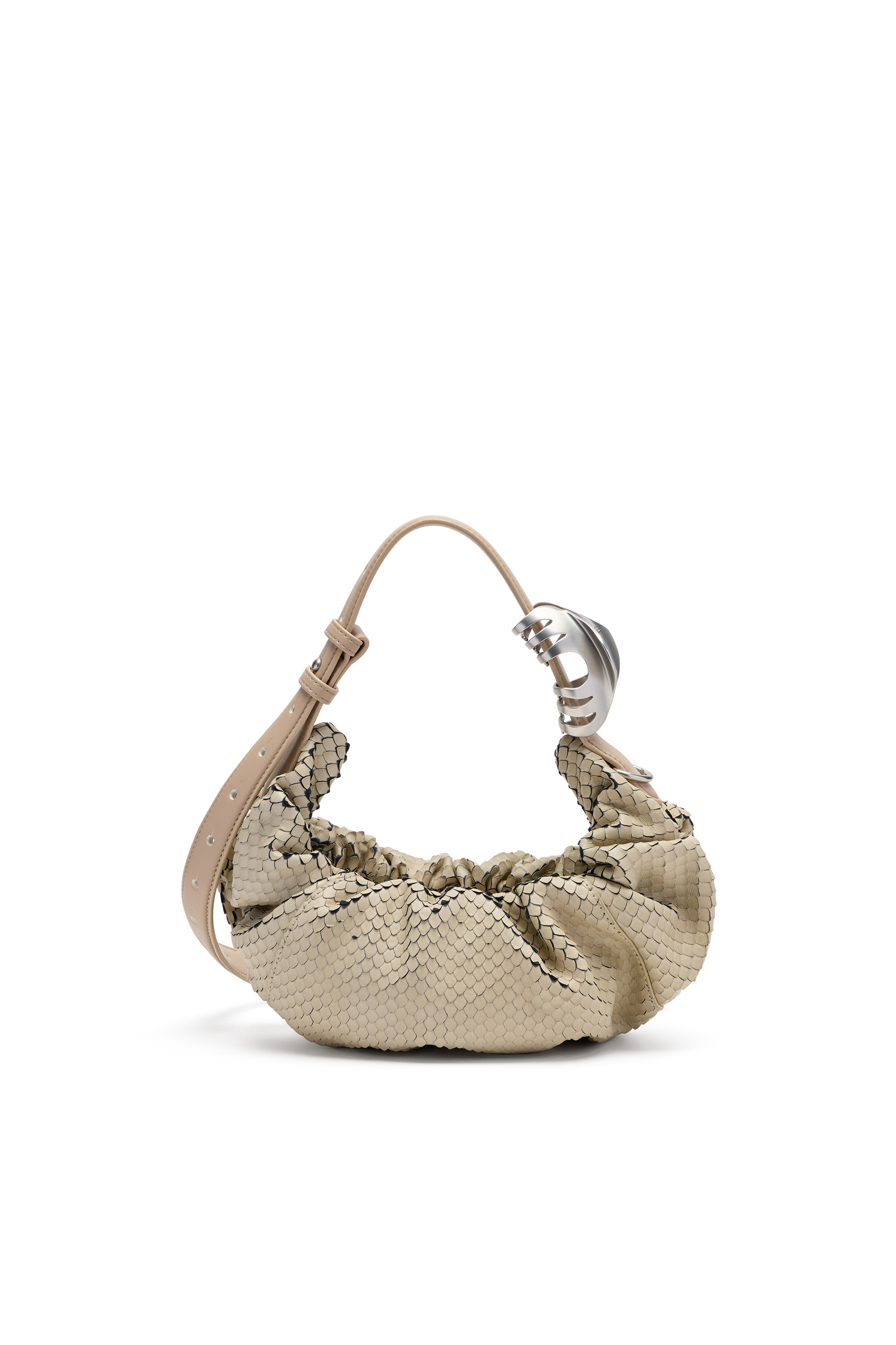 Diesel - GRAB-D HOBO S, Grab-D-Scrunched bolso hobo en piel texturizada Mujer in Beige - 3
