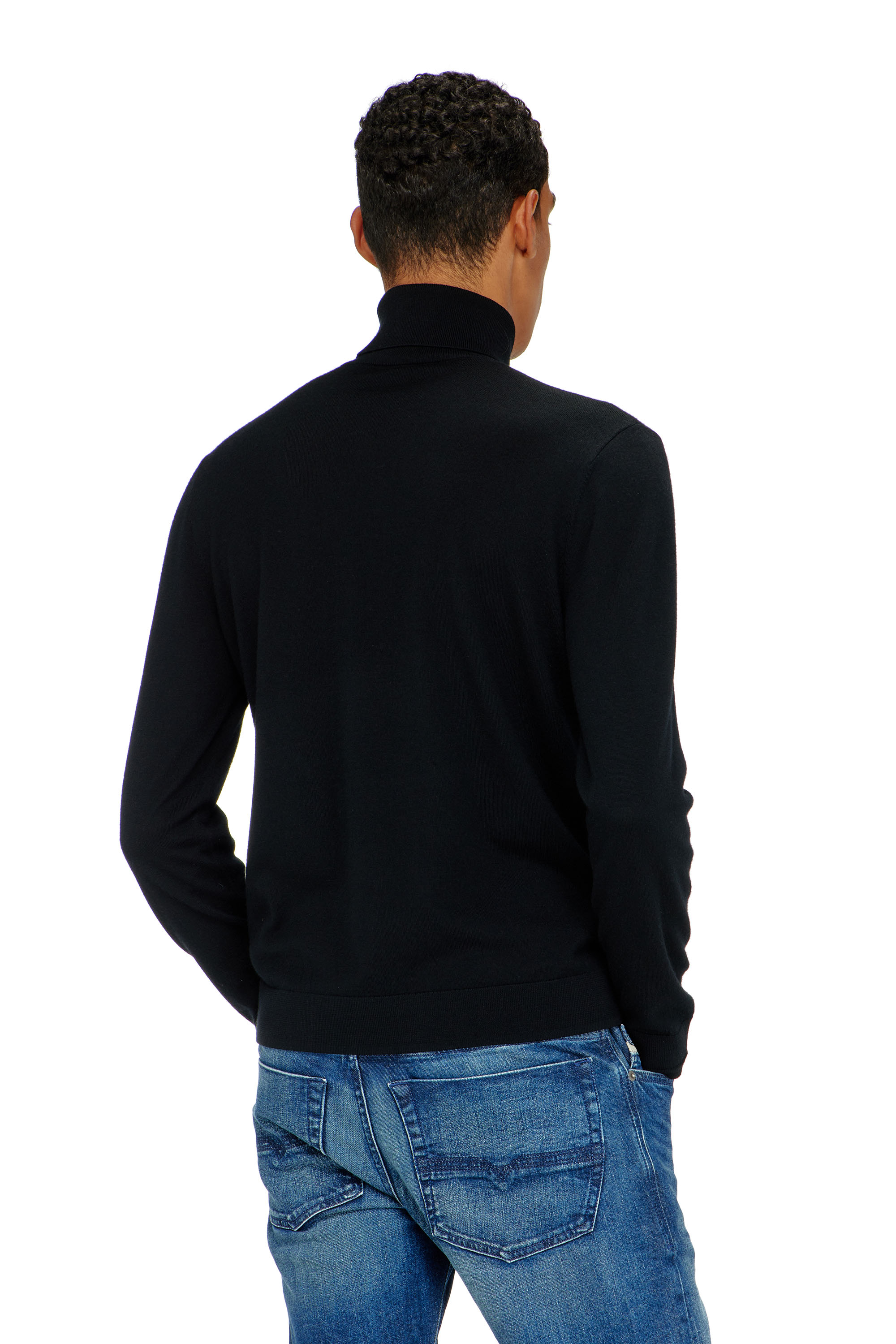 Diesel - K-VARTA, Jersey de lana con cuello alto y logotipo recortado Hombre in Negro - 4