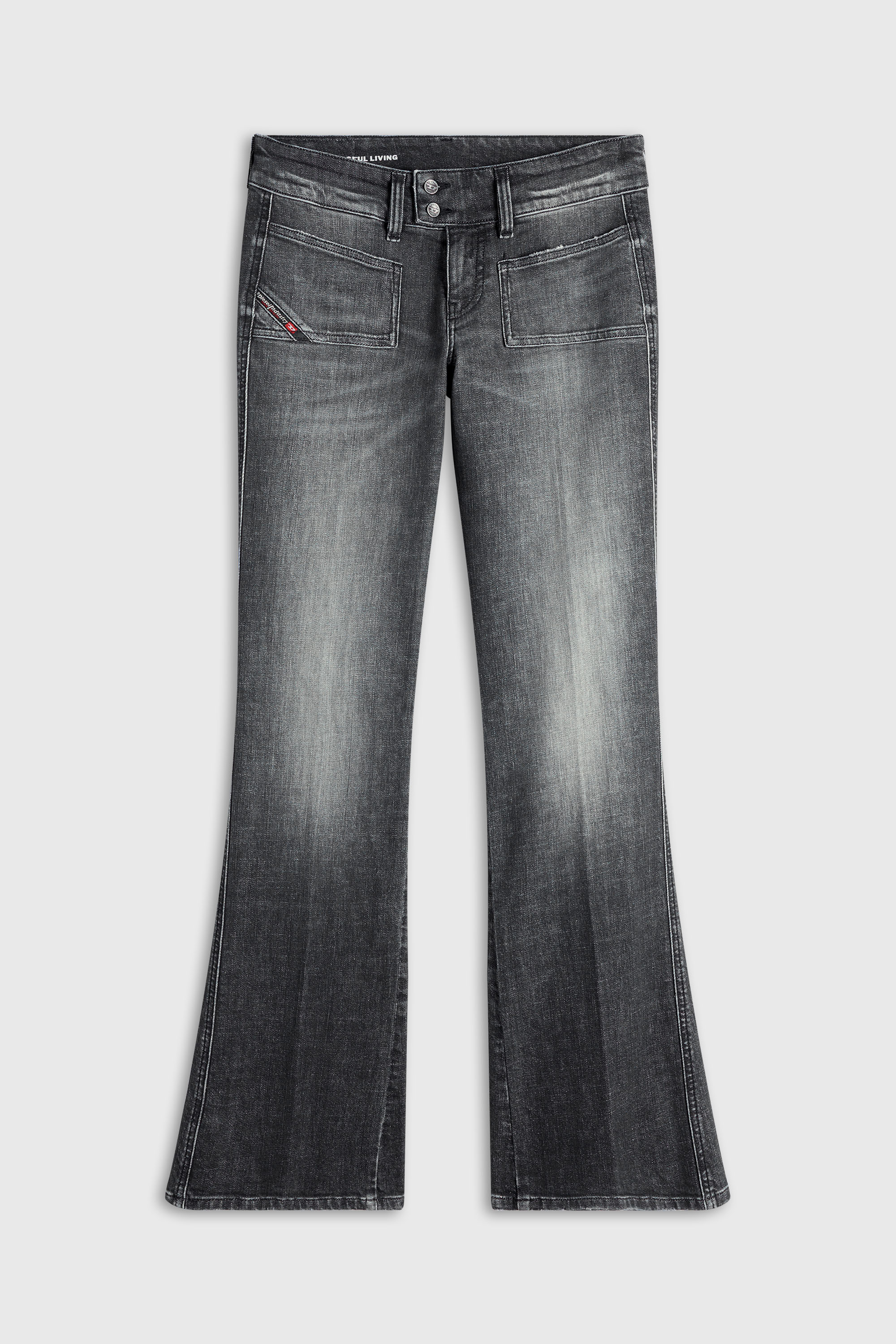 Diesel - Bootcut Jeans D-Hush 0CIAU Mujer, Negro/Gris oscuro - 2