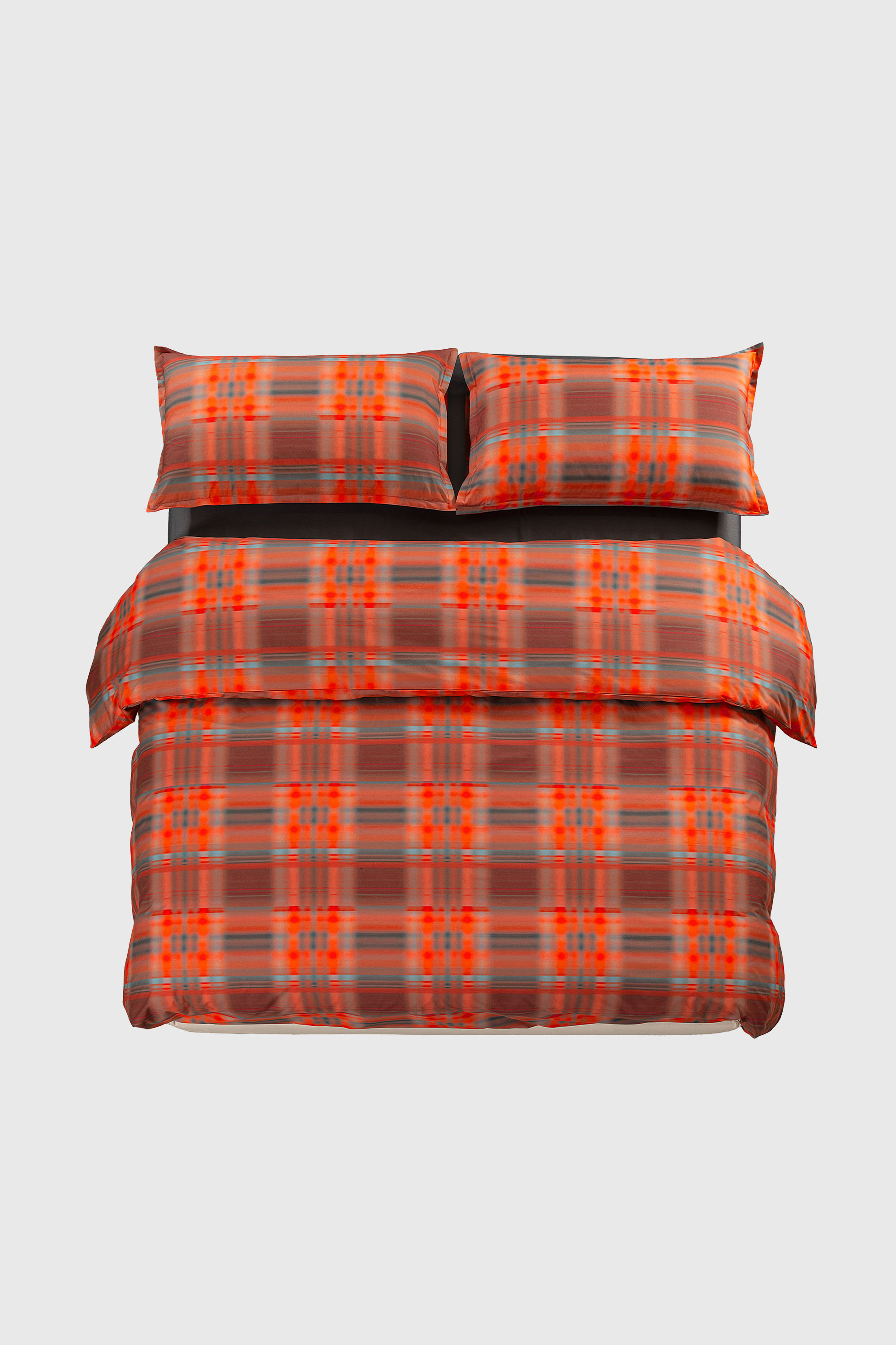 Diesel - 1016333  HAZY TARTAN DUVET COVER SET FOR, Juego de funda n&oacute;rdica de percal para cama queen size Unisex in Naranja - 1