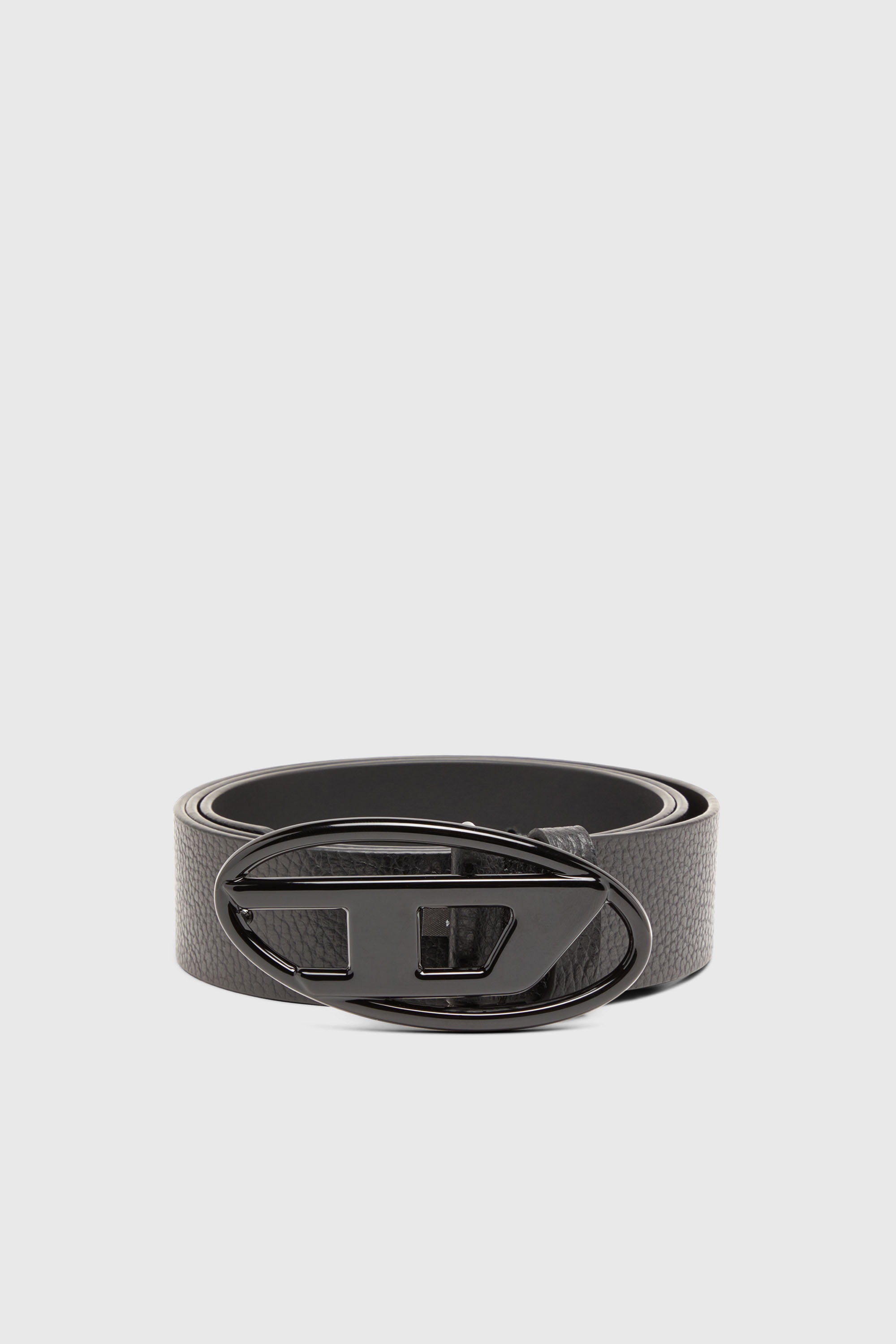 Diesel - B-1DR, Cintur&oacute;n 4 cm de cuero con hebilla mate Oval D Unisex in Negro - 1
